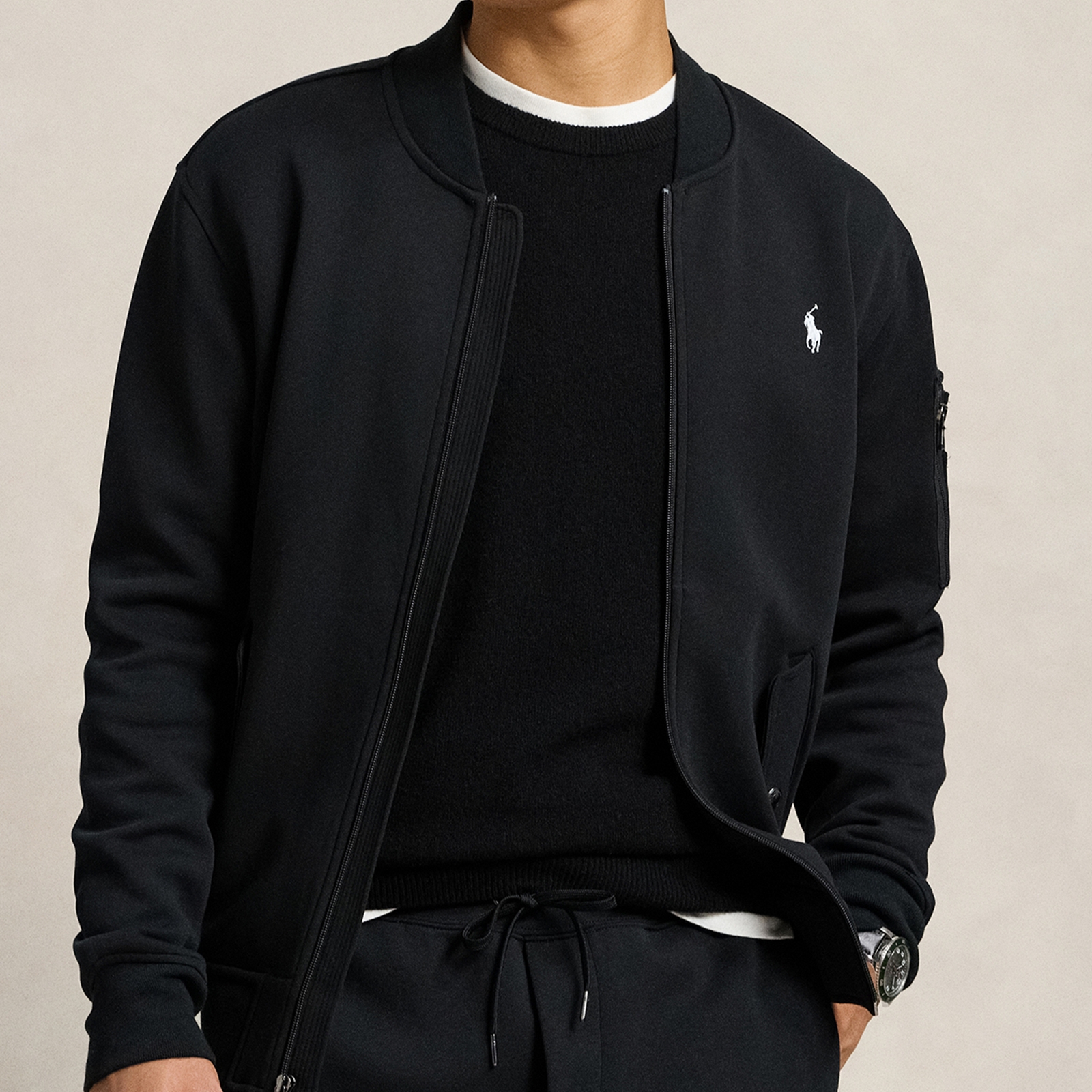 Polo Ralph Lauren Double-Knit Cotton-Blend Bomber Jacket - S