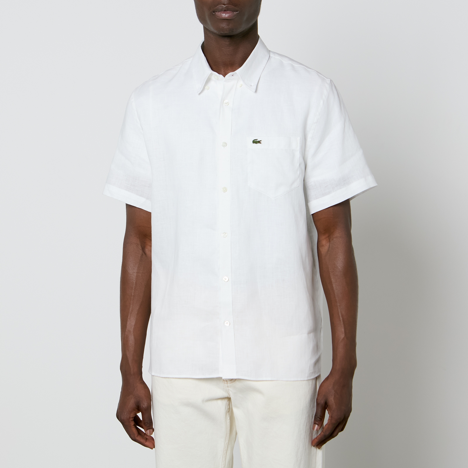 lacoste short sleeved linen shirt - s