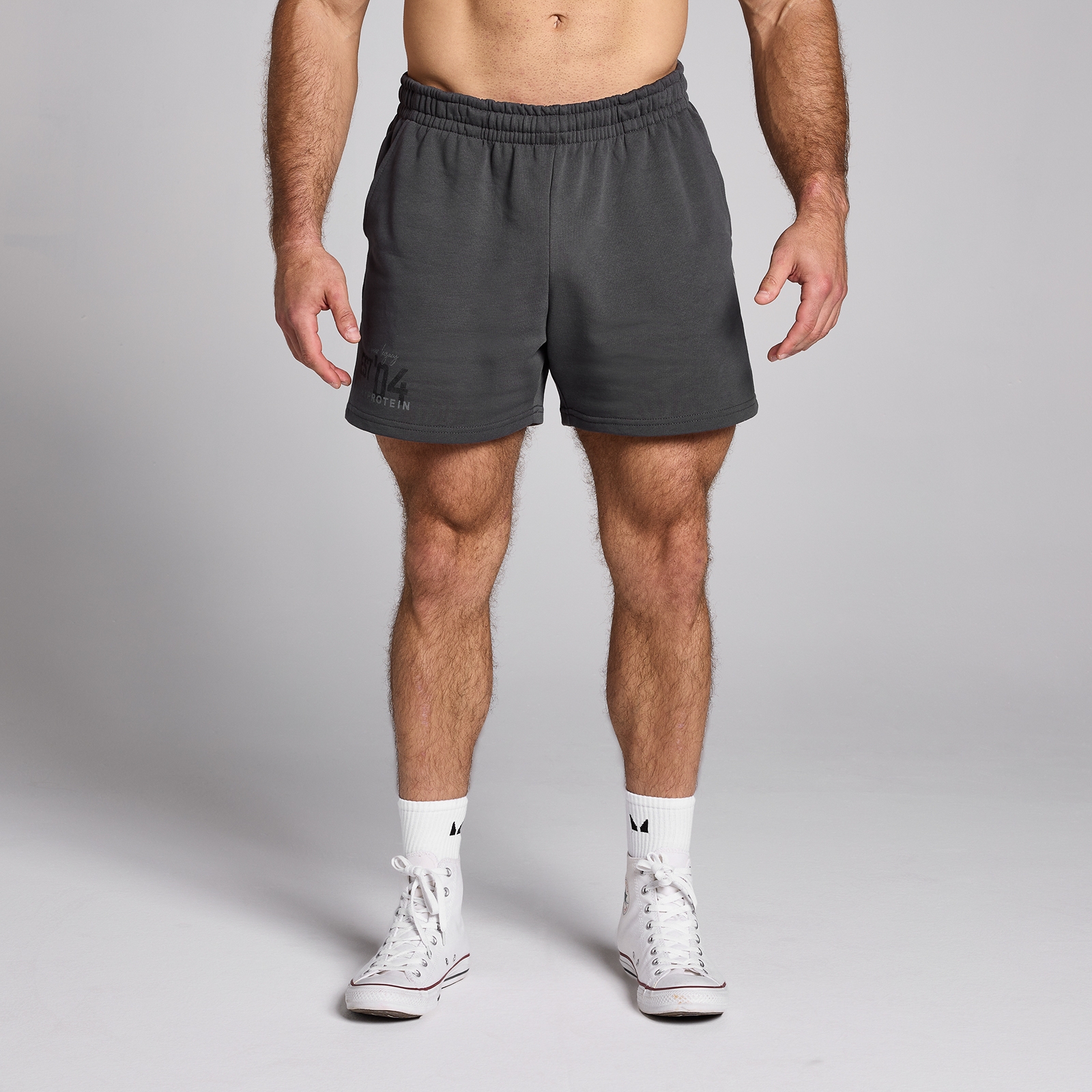 5059883339368 - Herren Origin Sweatshorts 13 cm mit Grafik – Verwaschenes Grau  - XXL