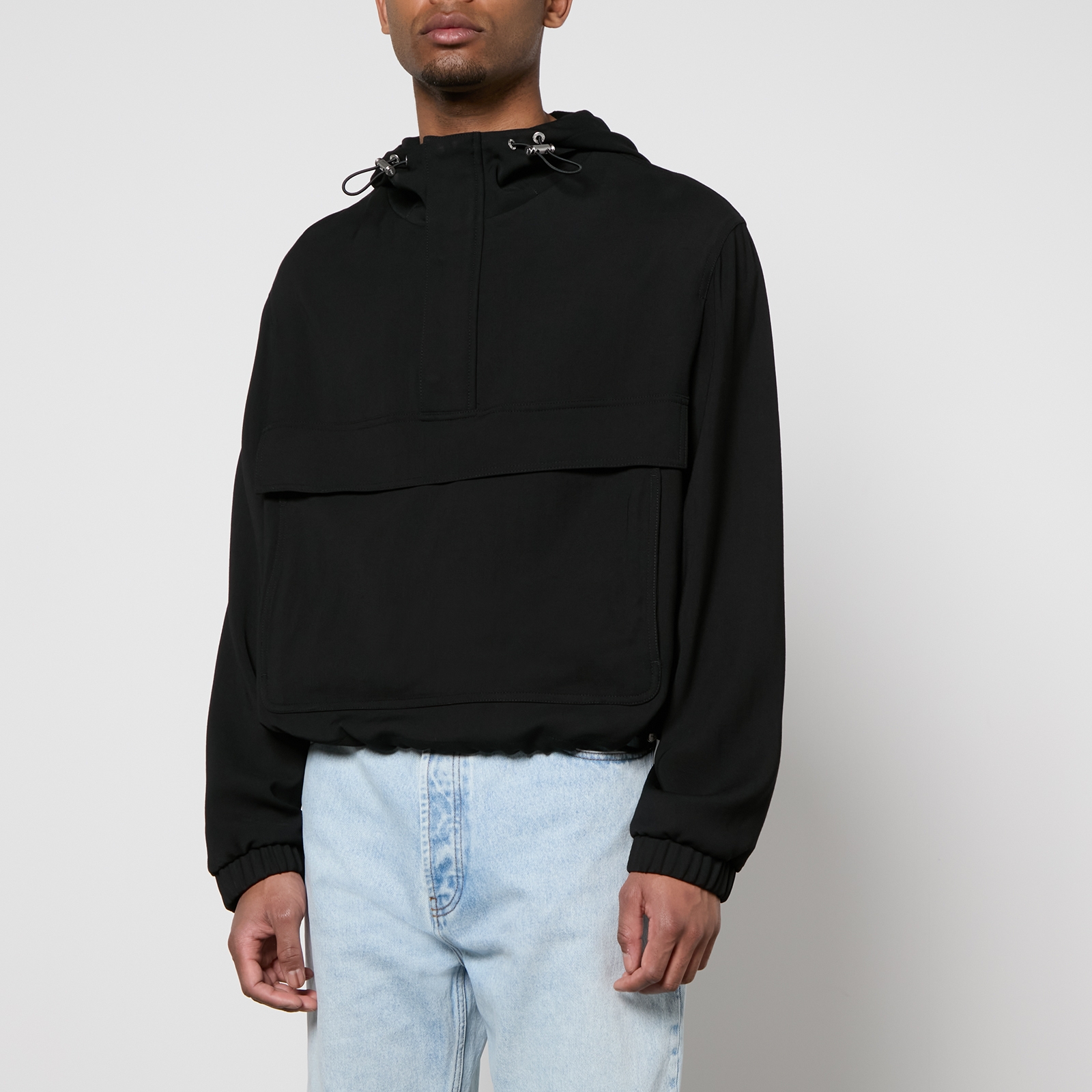 AMI Hooded Viscose and Wool-Blend Windbreaker Jacket