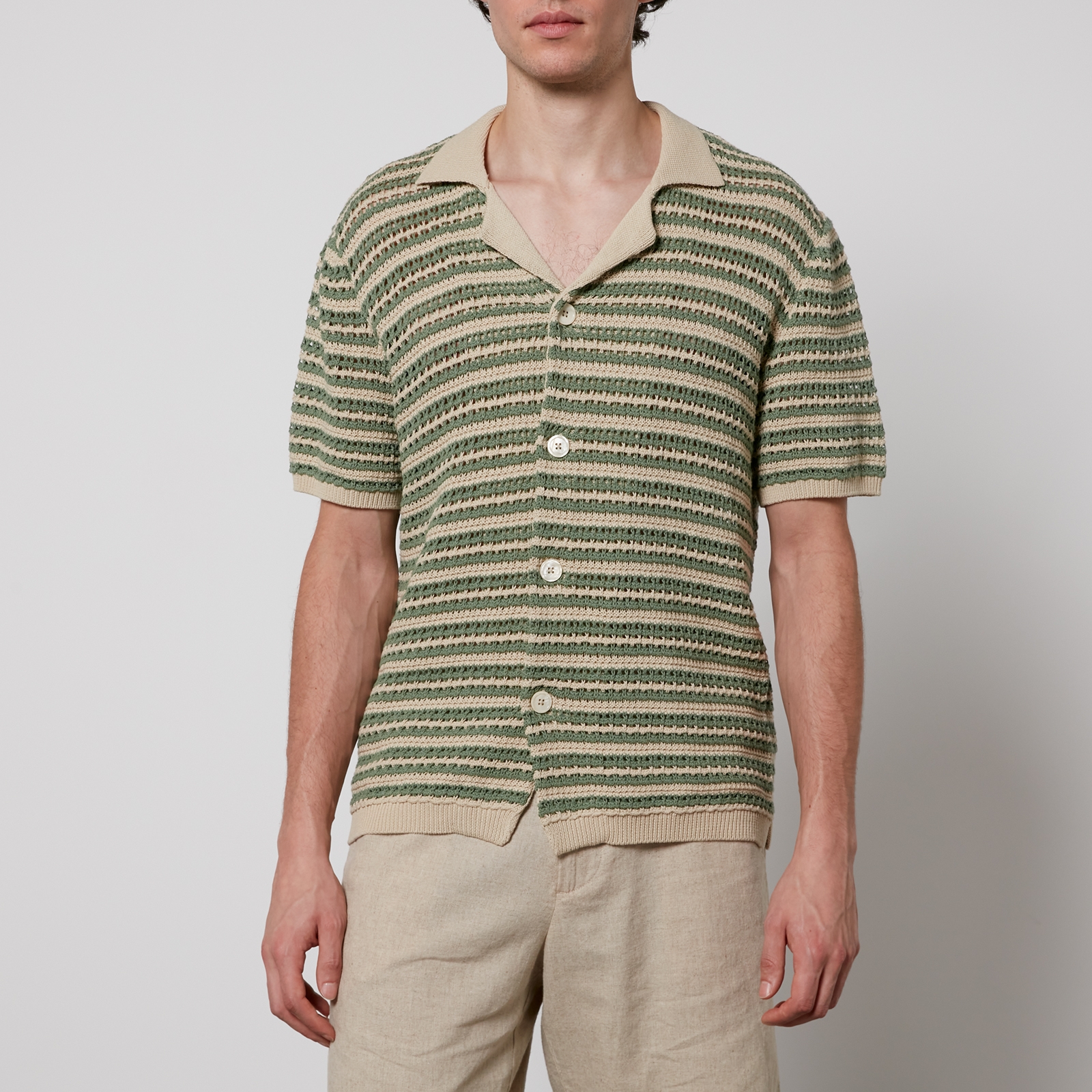 NN.07 Henry Crocheted Cotton Shirt - S