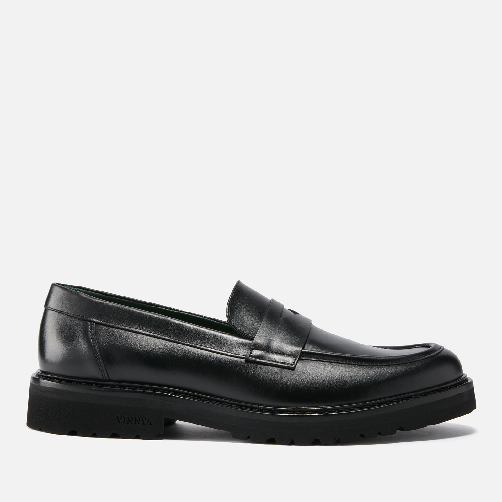 Vinny's Men's Richee Penny Loafers - Black Nappa Leather - UK 7