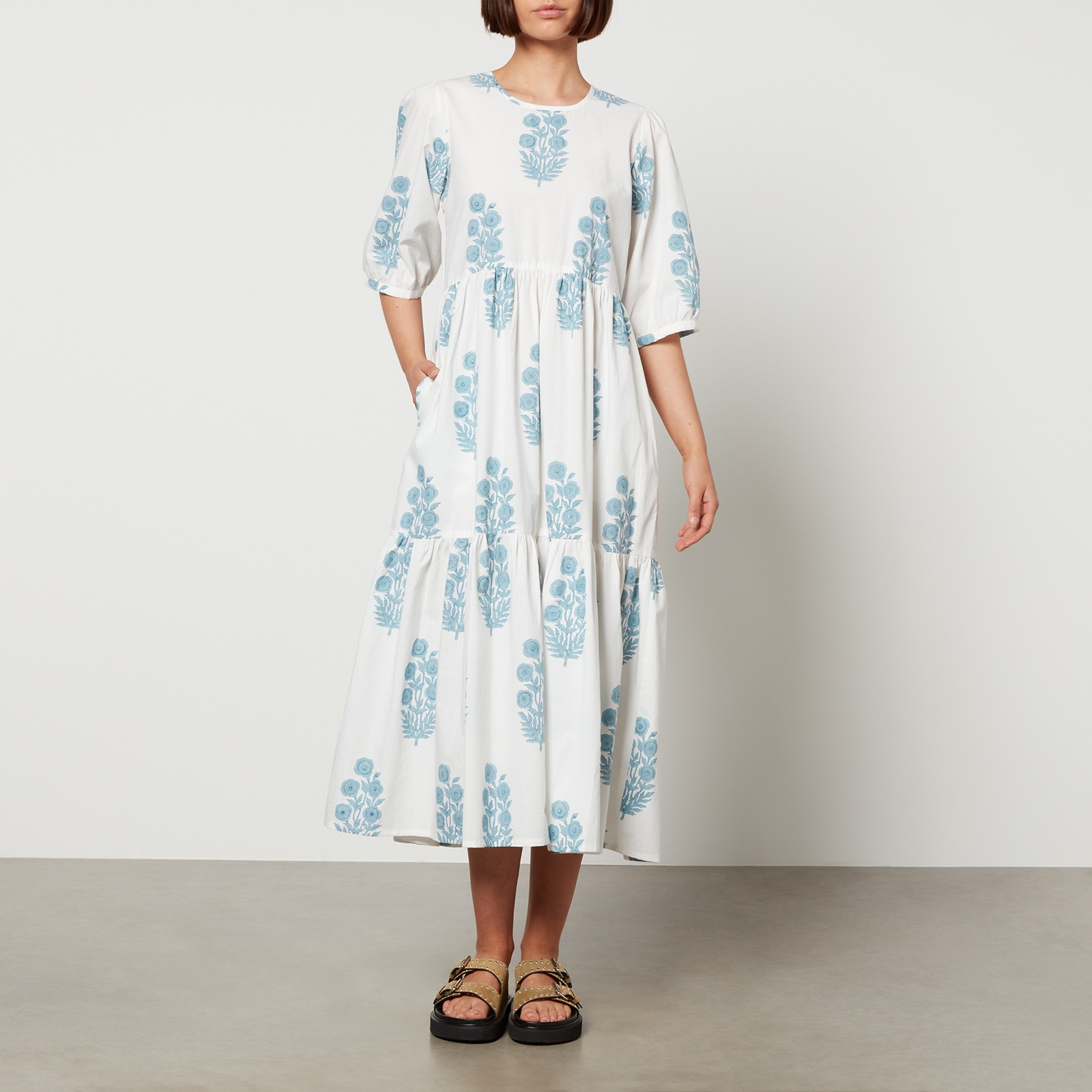 SZ Blockprints Gaia Floral-Print Cotton-Poplin Dress