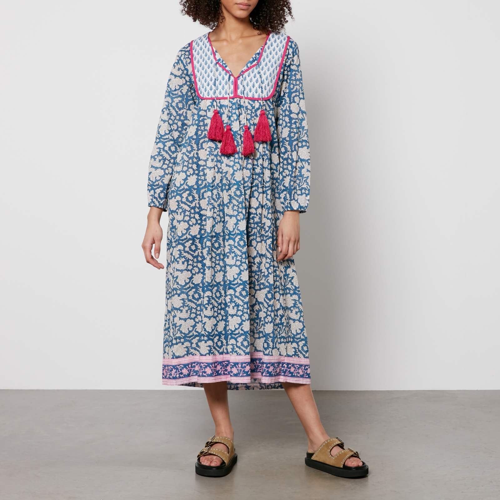 SZ Blockprints Kitty Floral-Print Cotton-Poplin Dress
