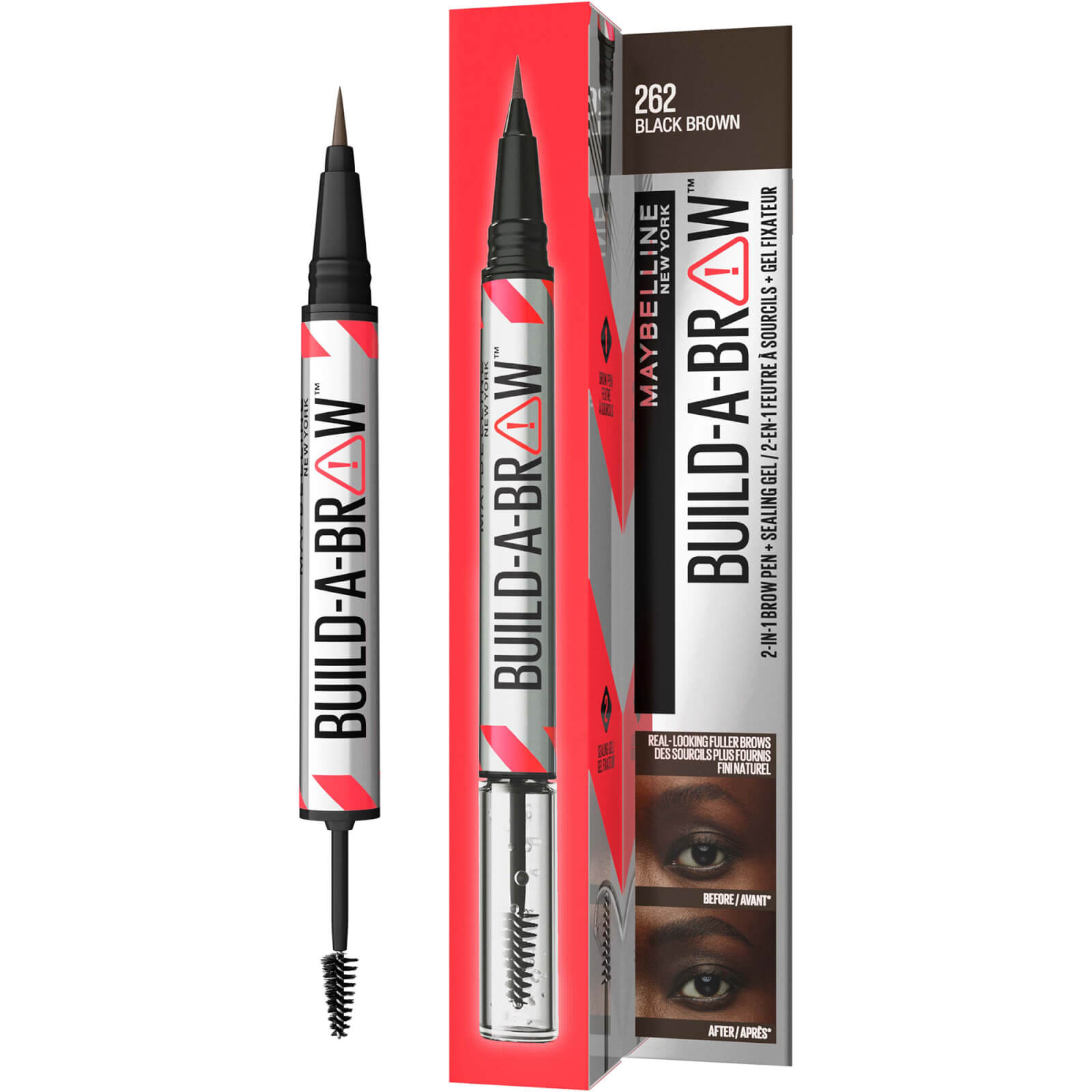 Maybelline Build-A-Brow 2 Easy Steps Eye Brow Pencil and Gel (Various Shades) - Black Brown