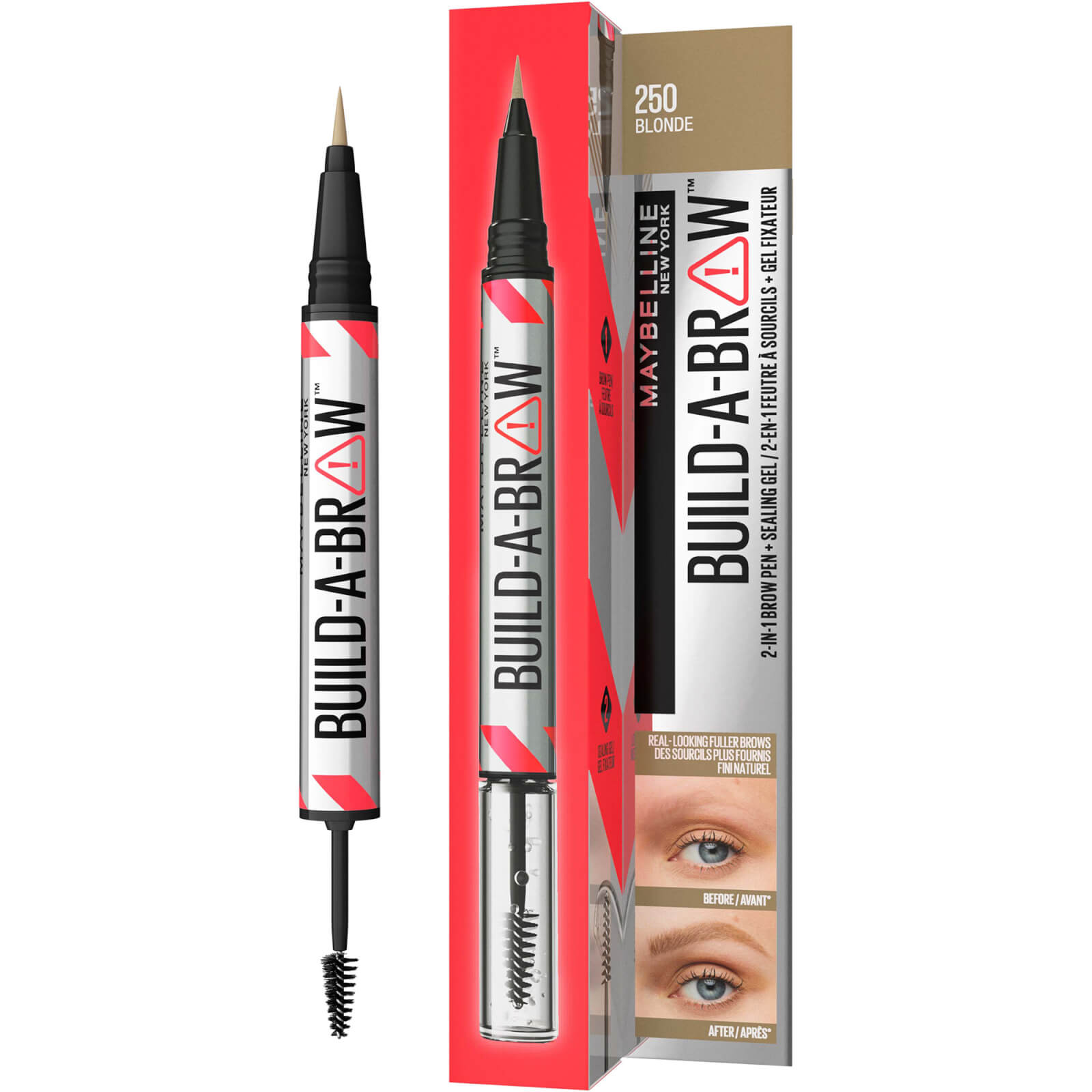 Maybelline Build-A-Brow 2 Easy Steps Eye Brow Pencil and Gel (Various Shades) - Blonde