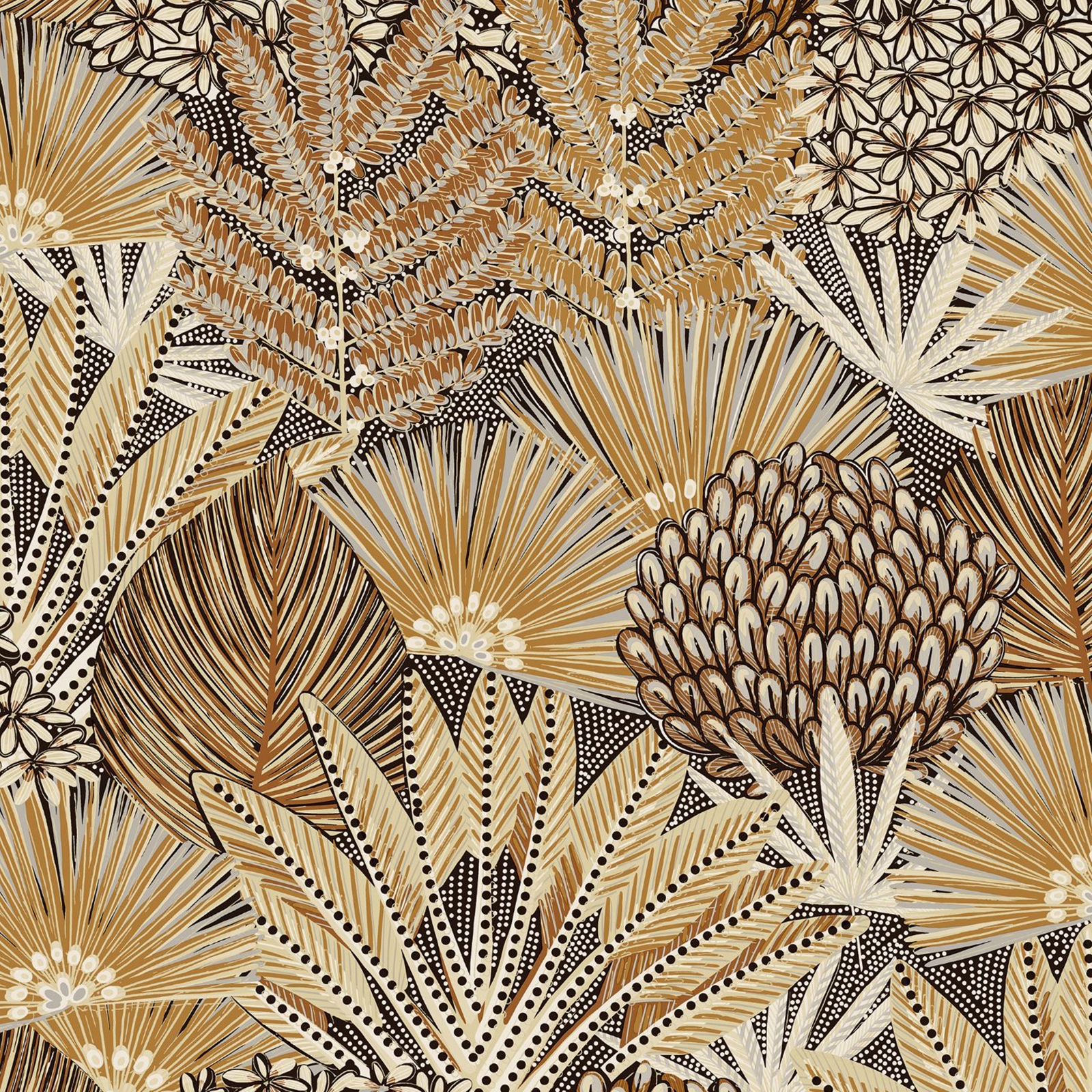 Grandeco Boutique Collection Mael Modern Jungle Botanical Wallpaper - Copper Brown