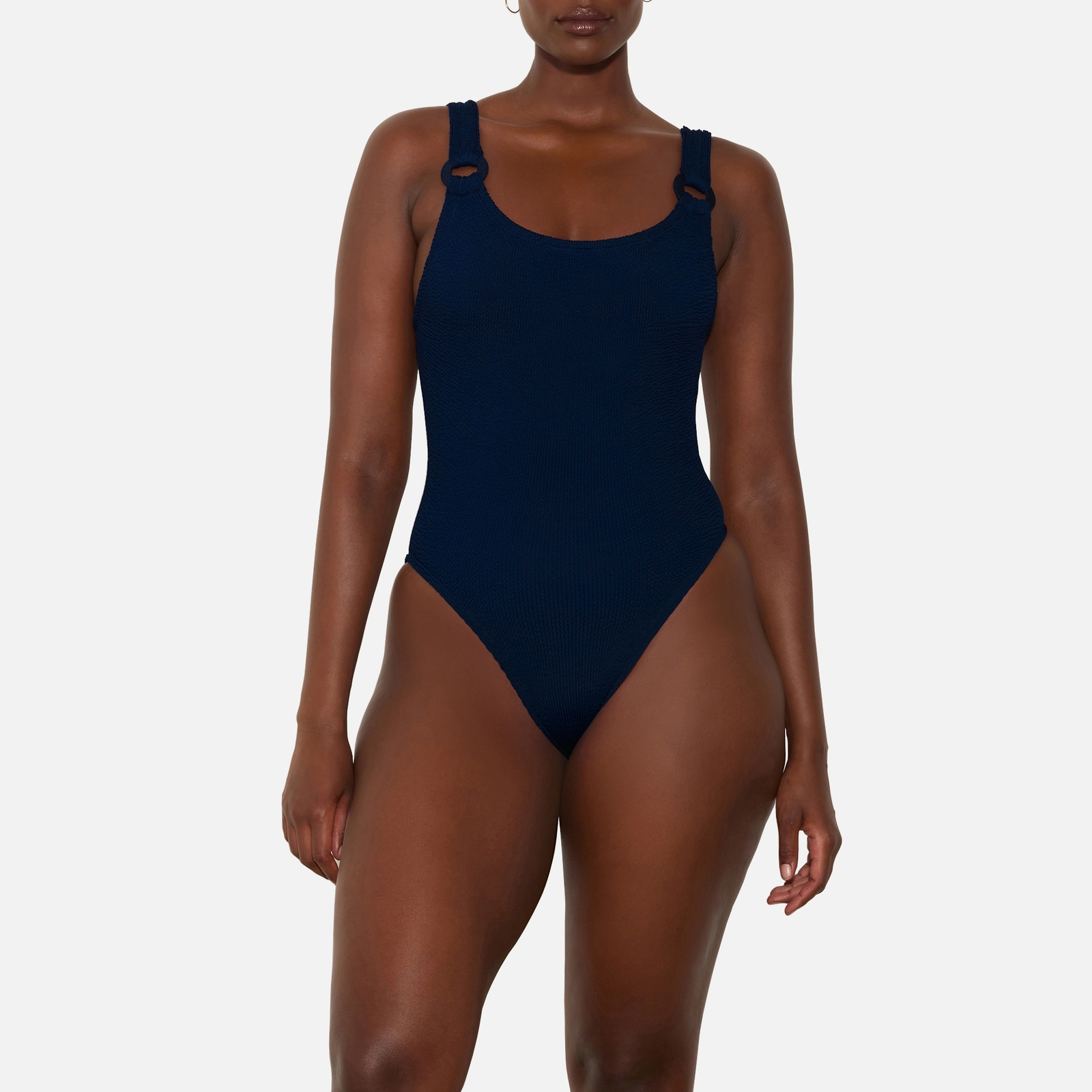 Hunza G Domino Stretch-Seersucker Swimsuit