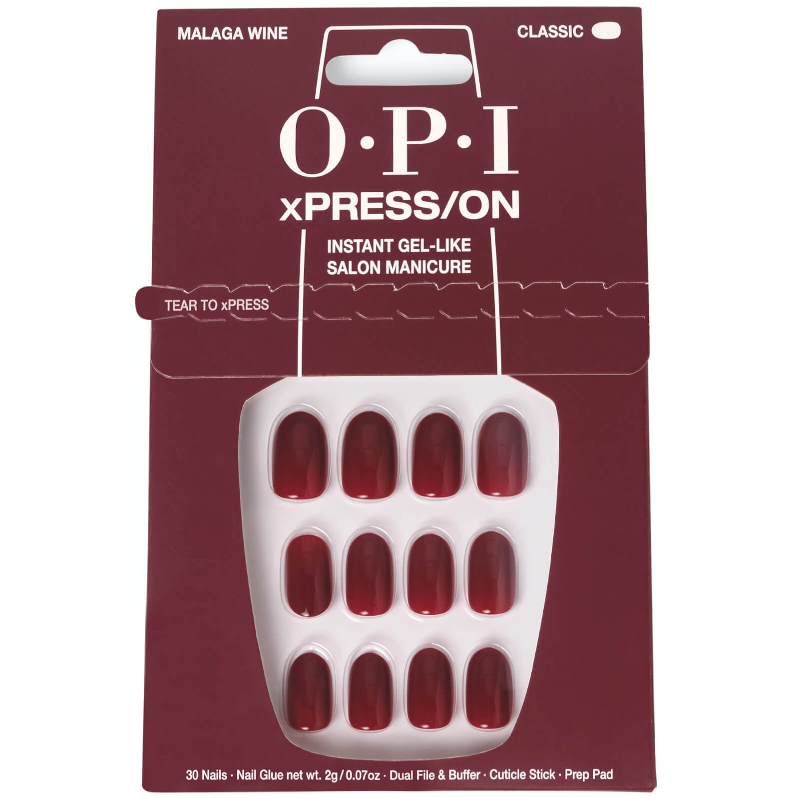 Opi Xpress/on - Malaga Wine Press On Nails Gel-like Salon Manicure In White