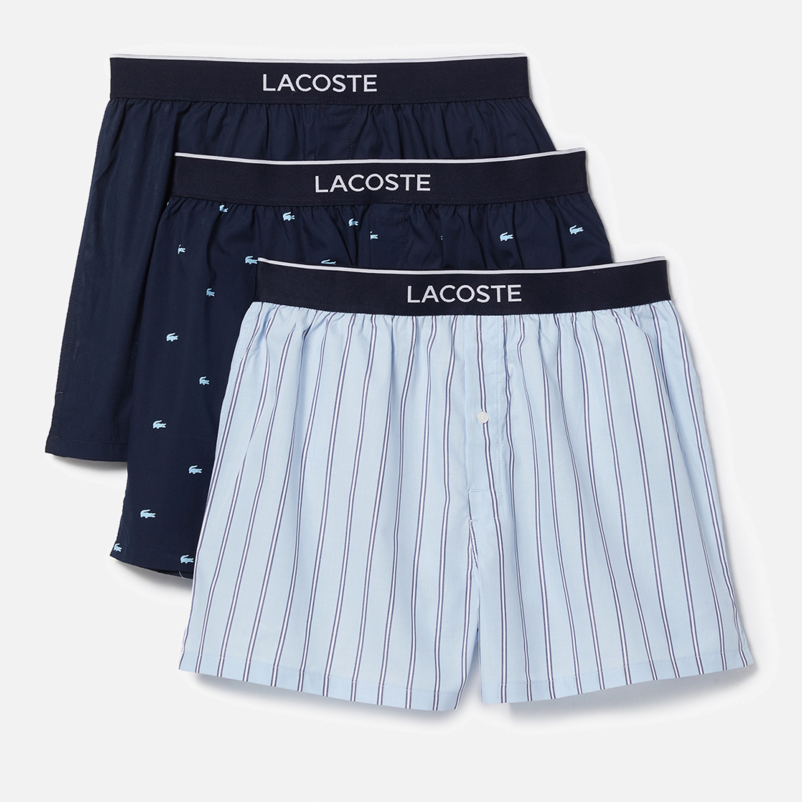 lacoste 3 pack woven cotton boxer shorts - m