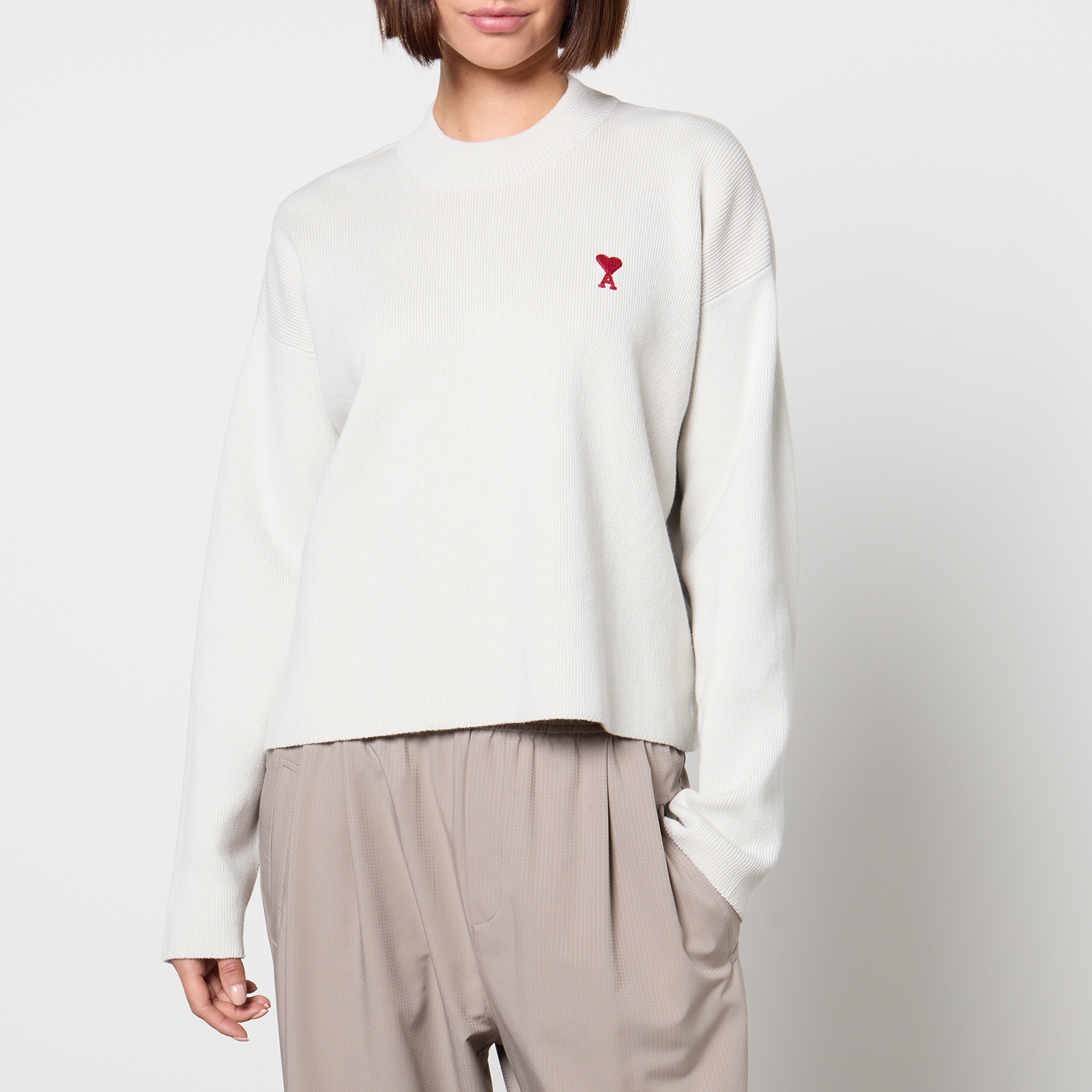 AMI Red de Coeur Cotton and Wool-Blend Sweatshirt - S