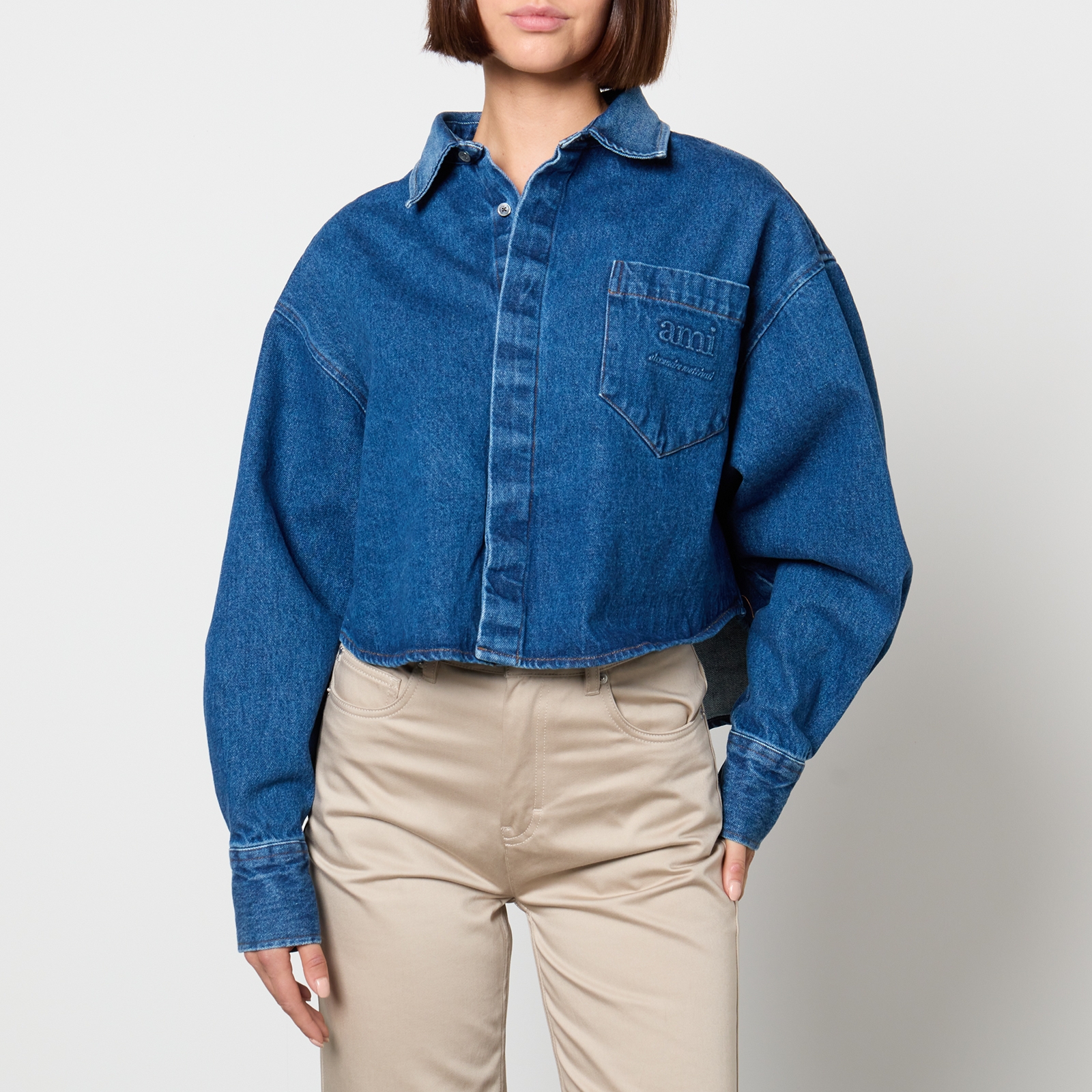 AMI Cropped Denim Shirt - L