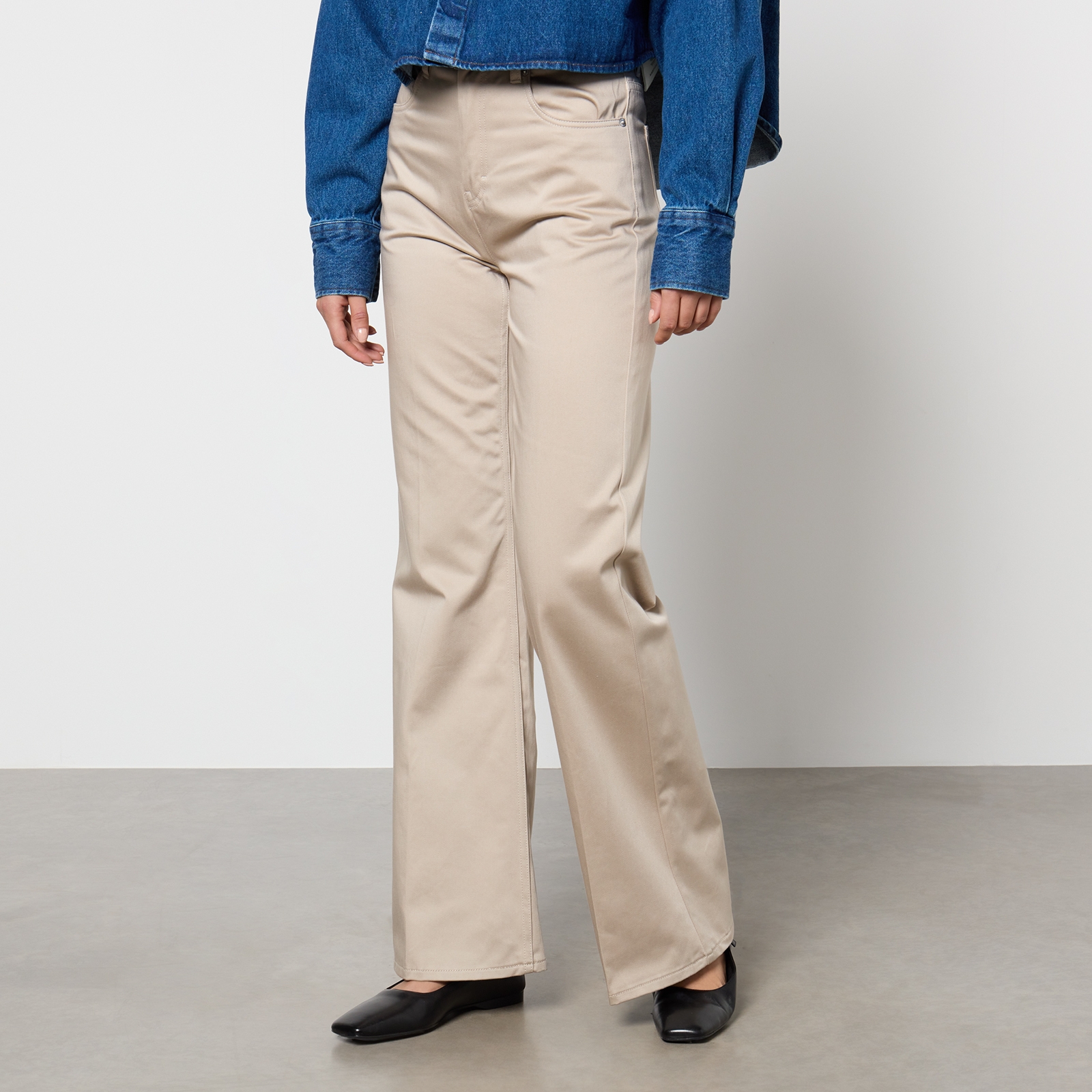 AMI Cotton-Canvas Flared Trousers - S
