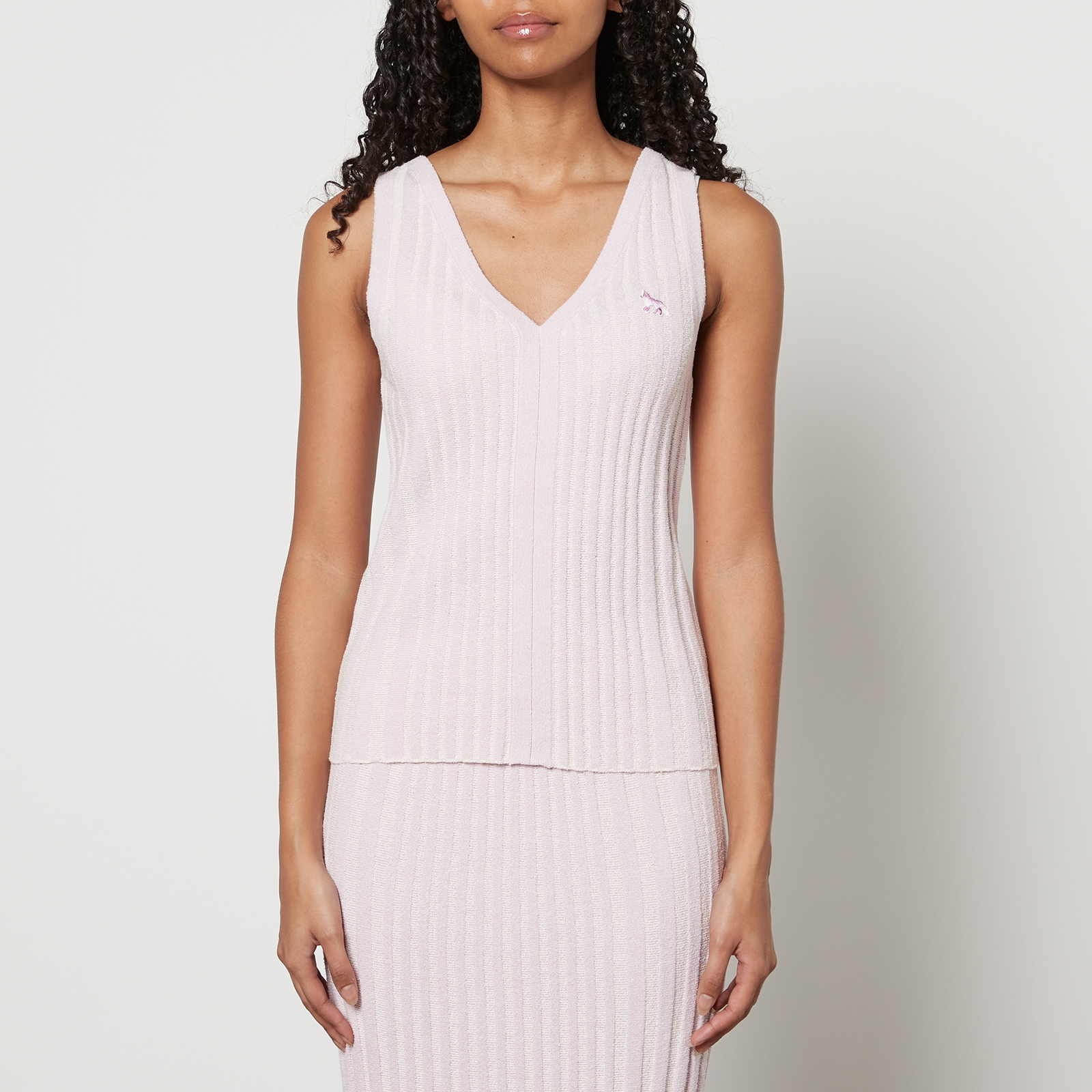 Maison Kitsuné Baby Fox Patch Cotton Blend Ribbed Tank Top - XS