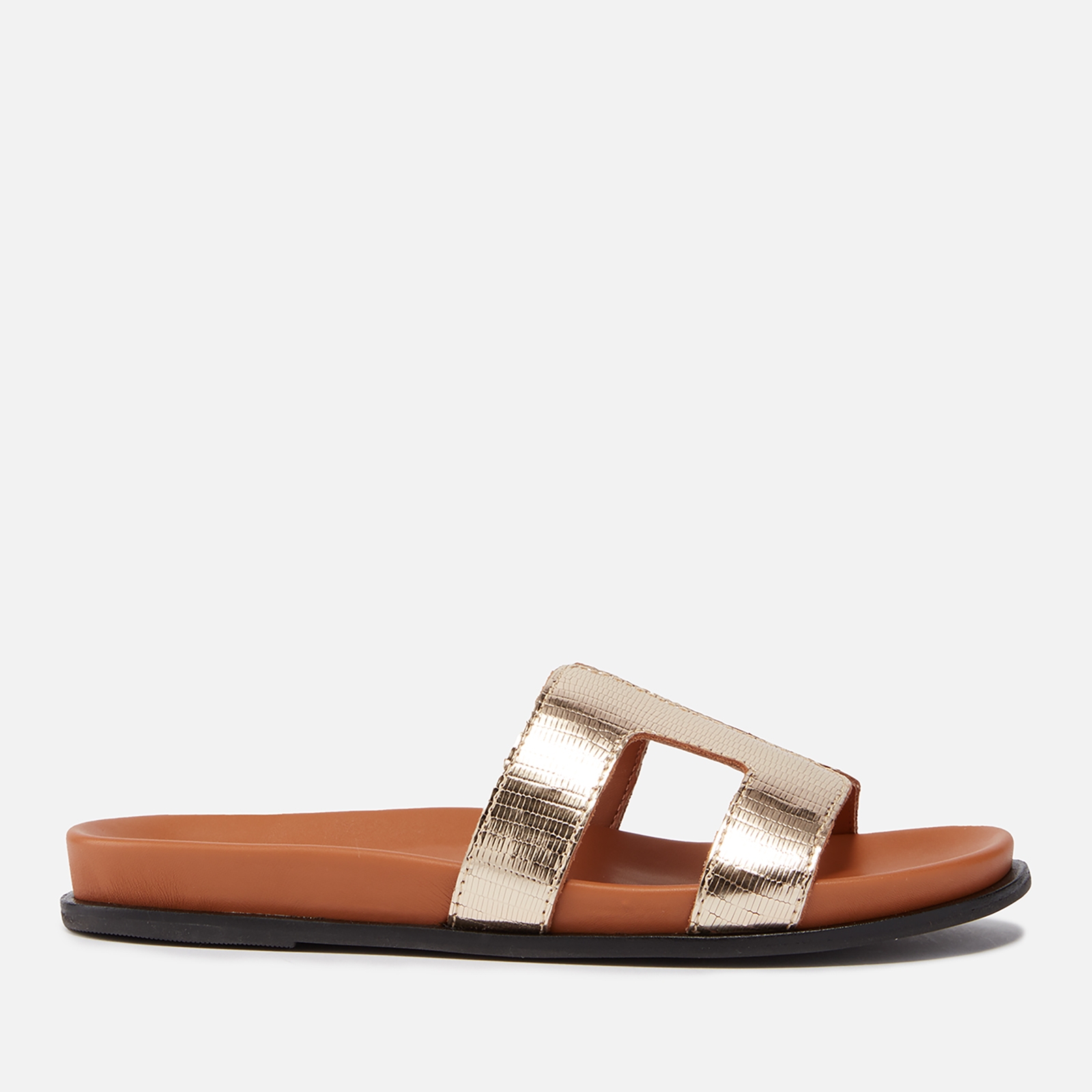 Dune Women’s Loupa Gold-Tone Embellished Comfort-Footbed Slider Sandals