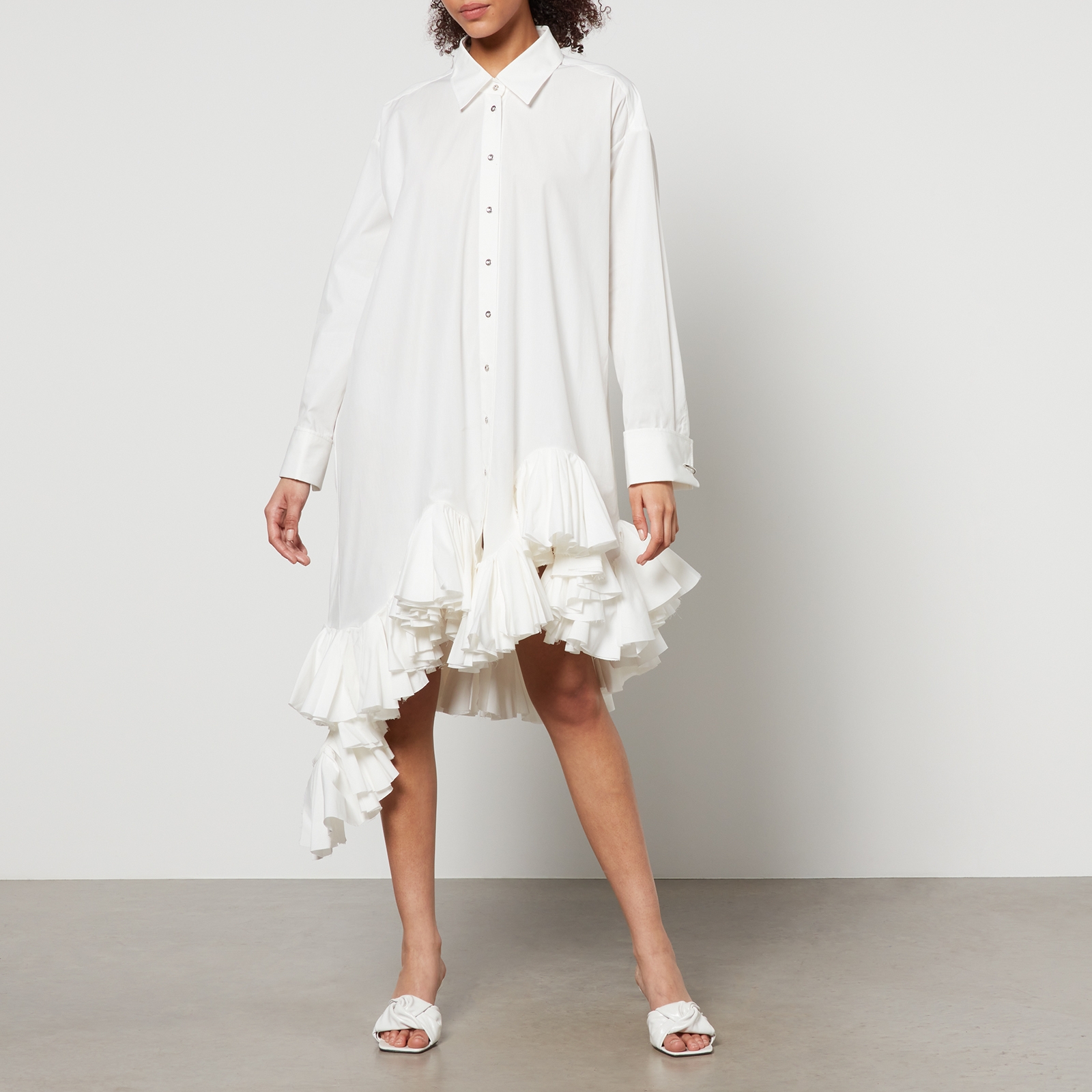 Marques Almeida Oversize Frill Cotton-Poplin Shirt Dress - XS