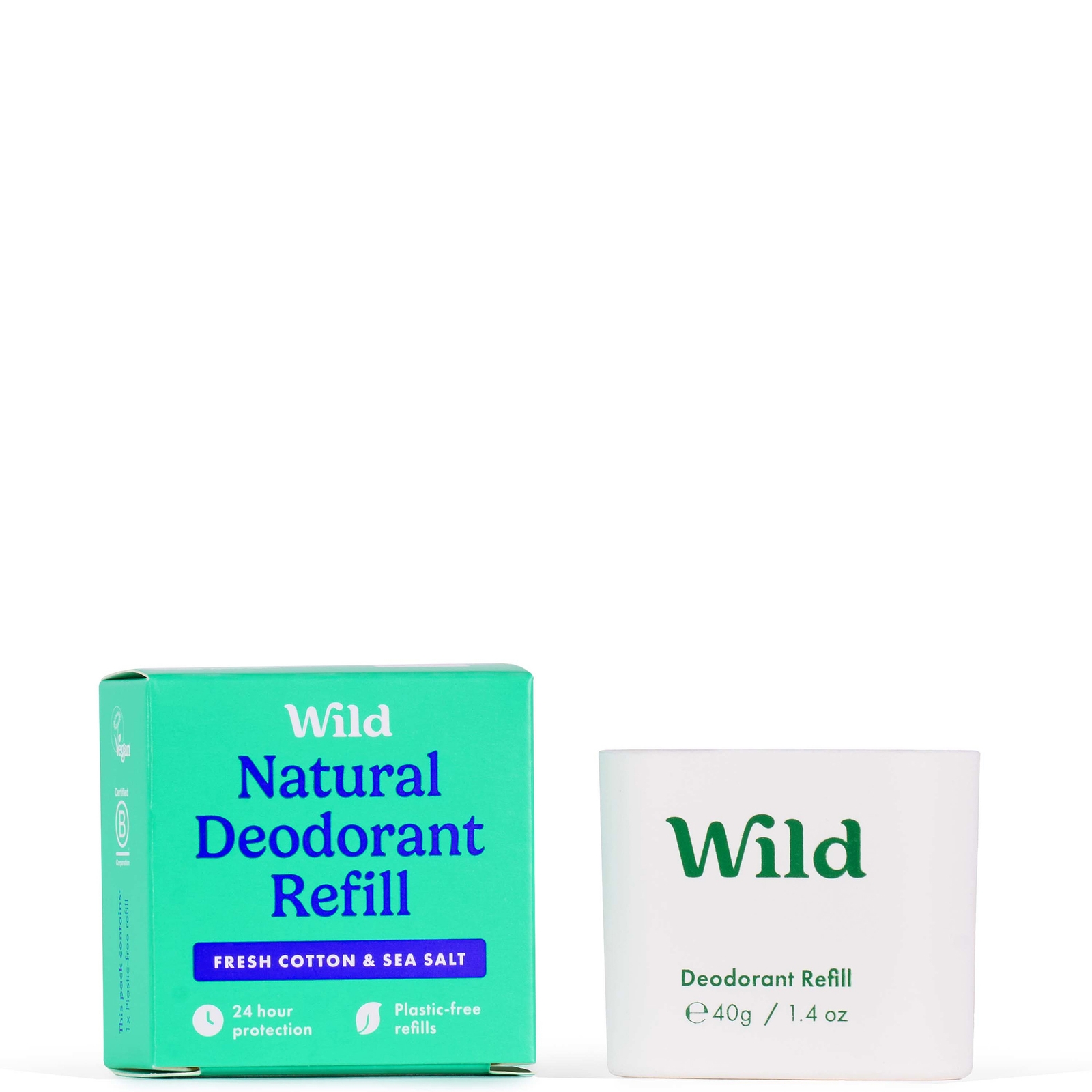 Wild Fresh Cotton And Sea Salt Deodorant Refill 40g In White