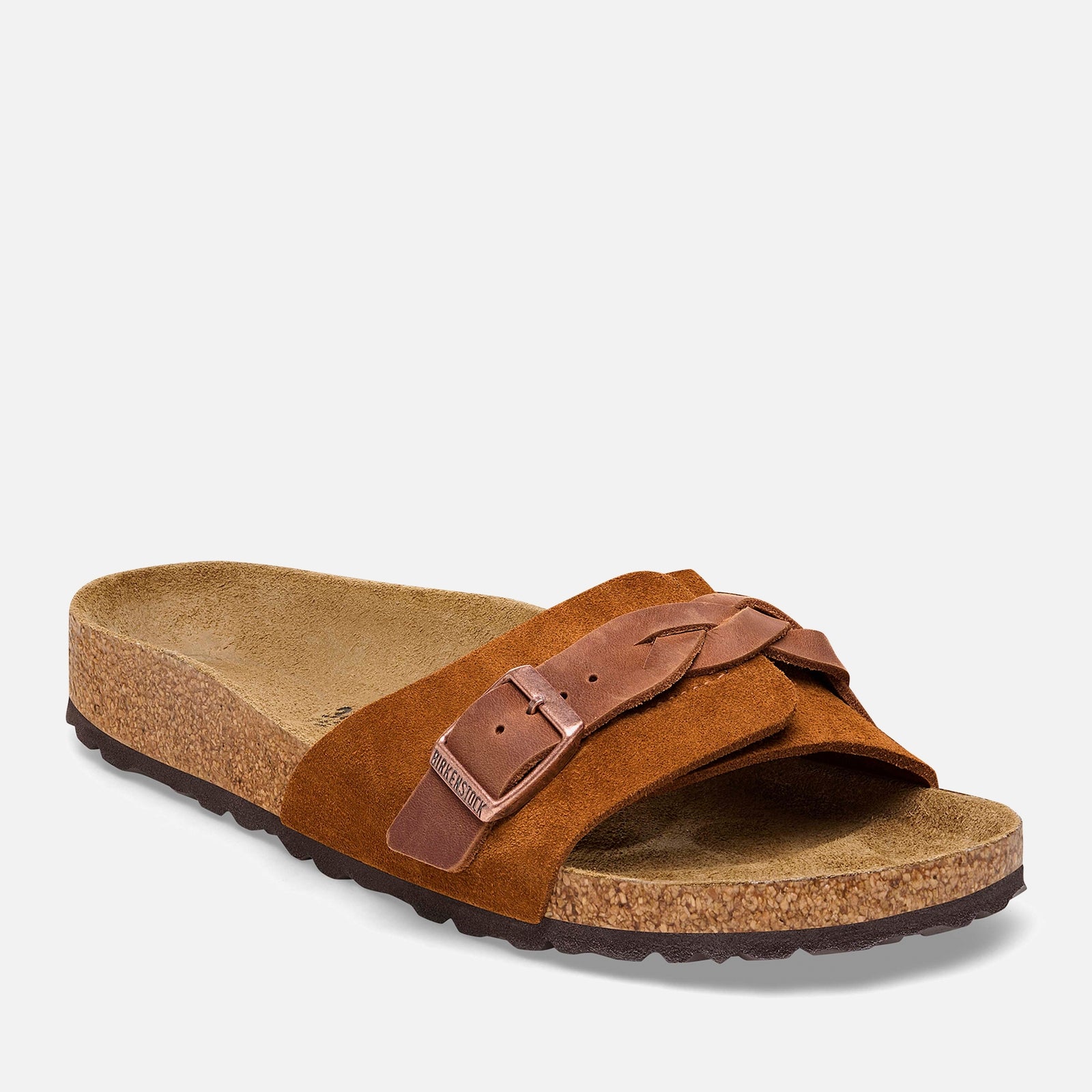 Birkenstock Tan Pula Suede Braided Slim Fit Single Strap Sandals - Mink - Uk Women's Size 5.5