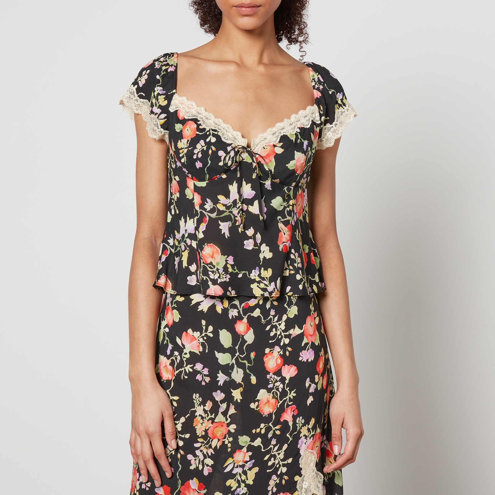 RIXO Rosella Floral-Print Chiffon Blouse - UK 8