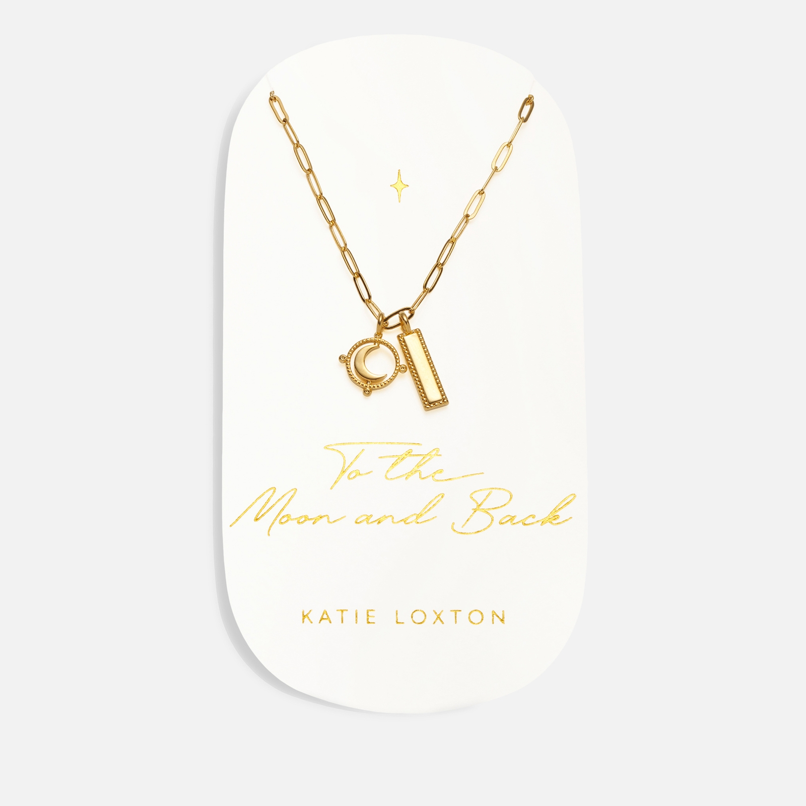 Katie Loxton To The Moon & Back Carded Charm 18-Karat Gold-Plated Necklace