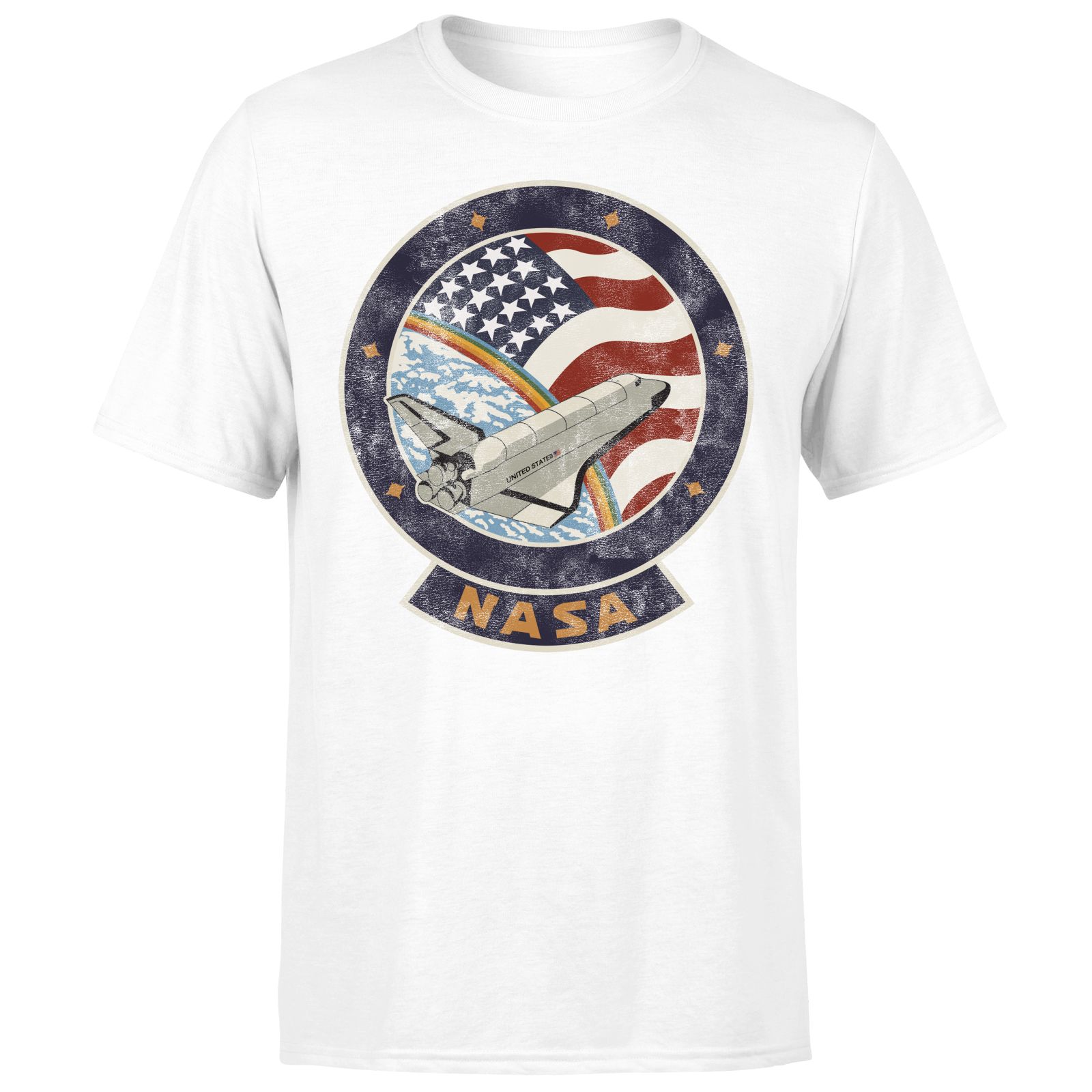 NASA Shuttle Emblem Unisex T-Shirt - White - S - Bianco