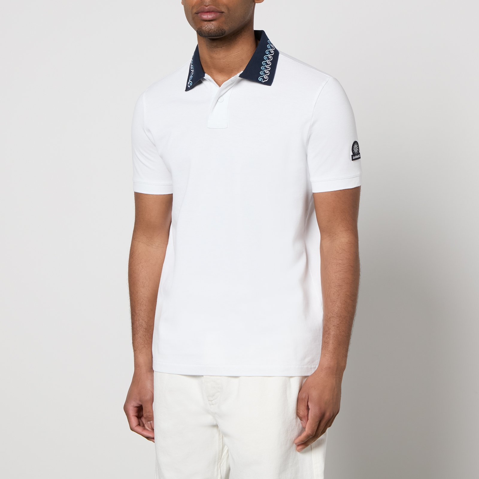 Sandbanks Embroidered Cotton-Pique Collar Polo Shirt
