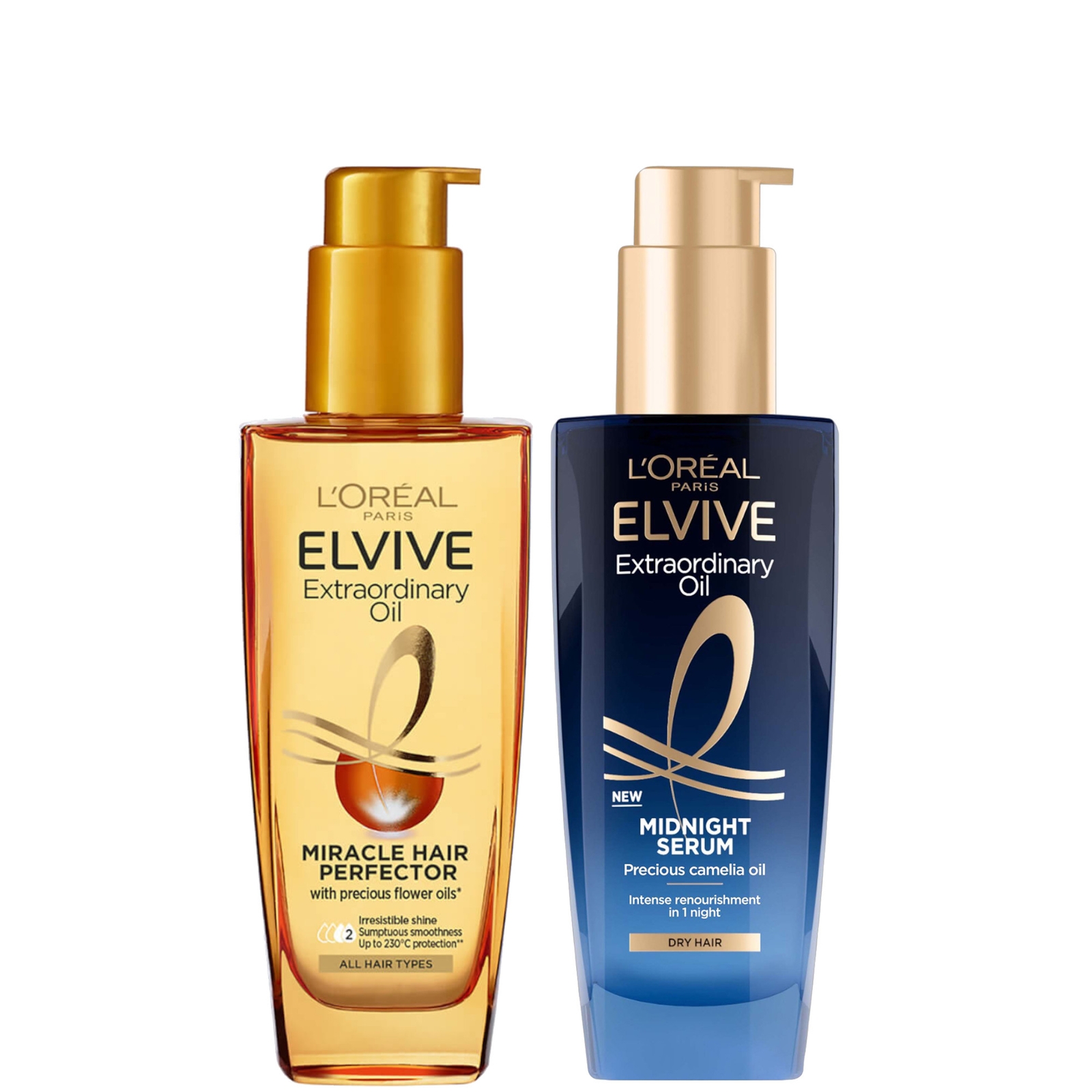 L'Oreal Paris Elvive Extraordinary Oil Nourished Hair Treatment Day and Night Routine Set for Dry Ha