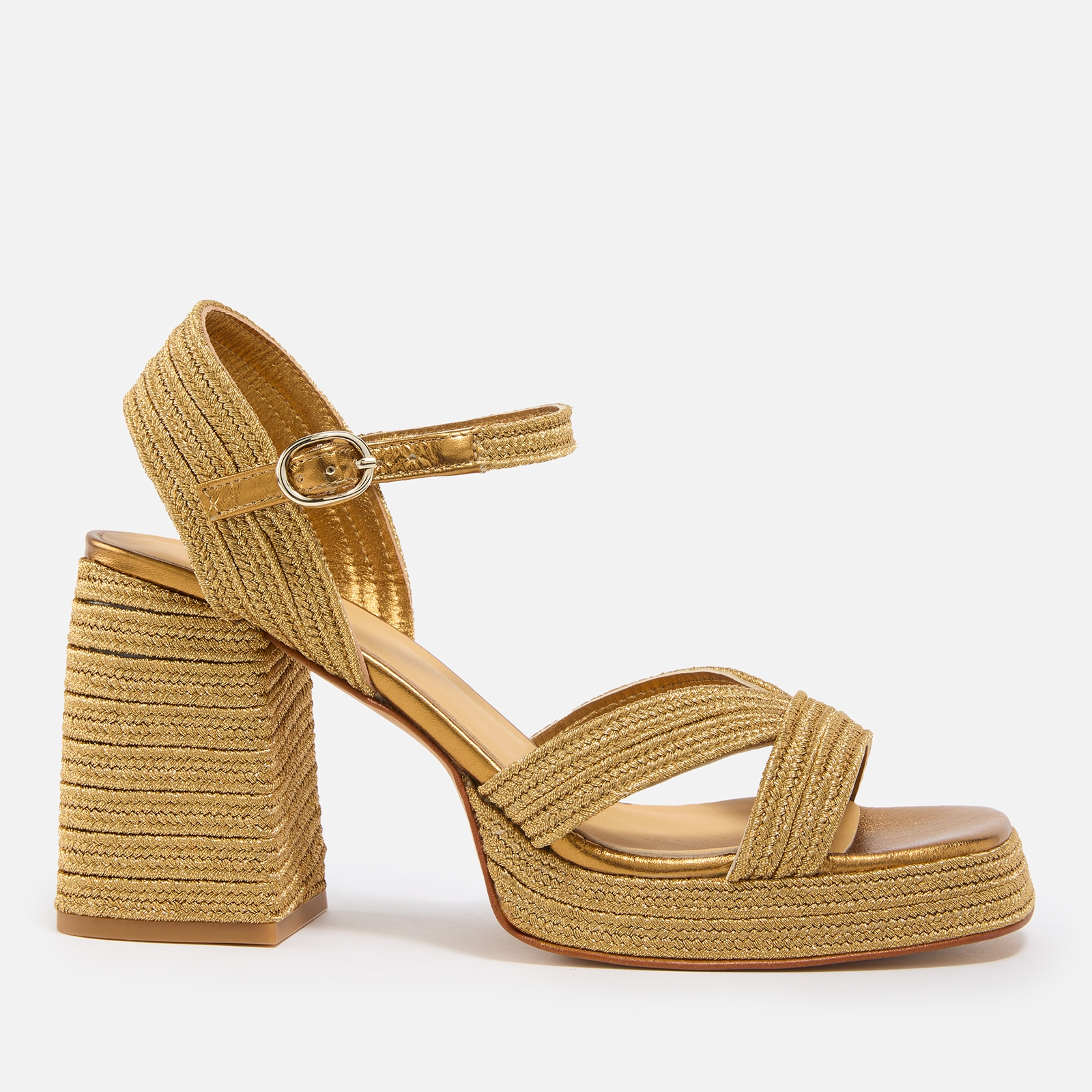 Castaner Women’s Valle Metallic Faux Raffia Platform Heeled Sandals