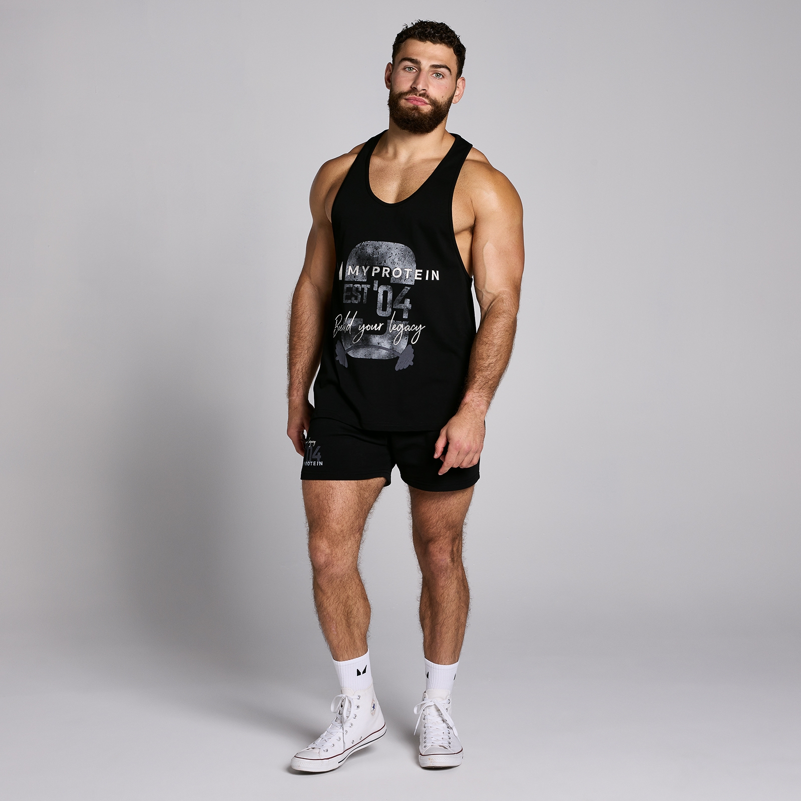 5059883422084 - Herren Origin Stringer-Top mit Grafik Verwaschenes Schwarz - XXXL