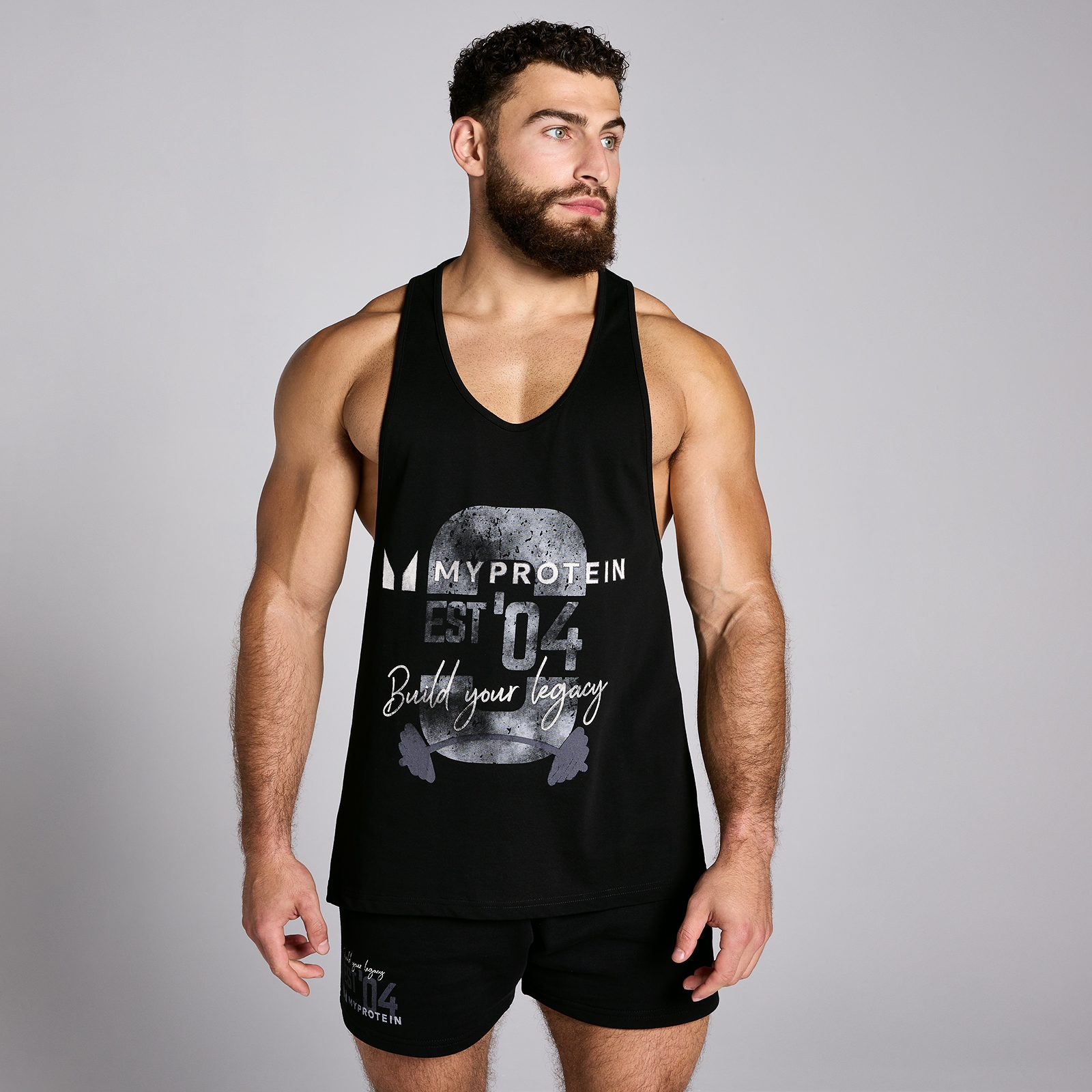 MP Herren Origin Stringer-Top mit Grafik Verwaschenes Schwarz - L