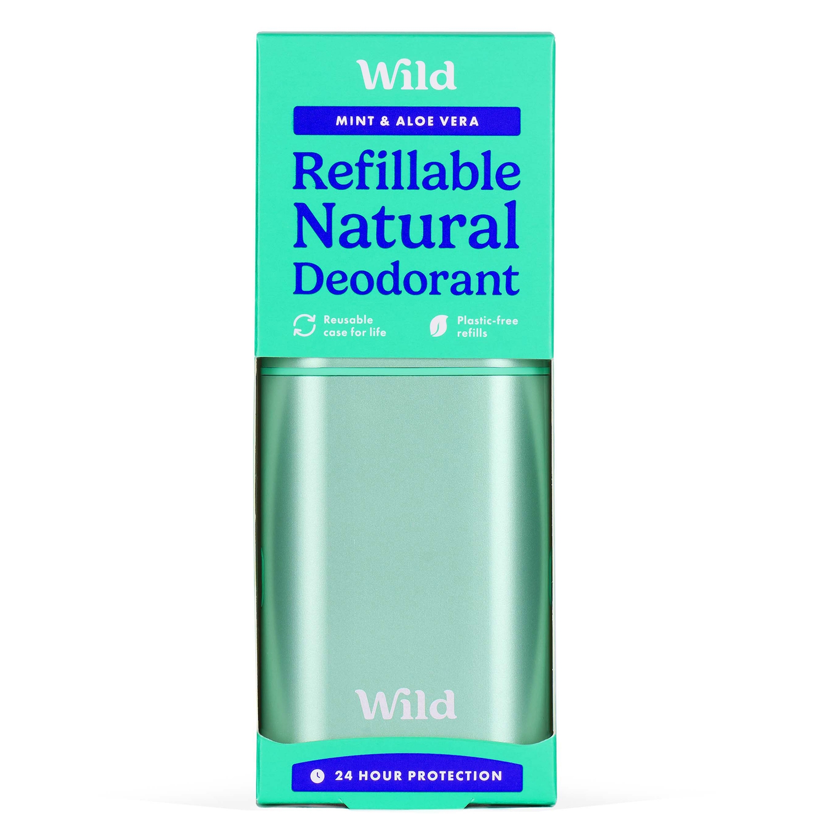Wild Men's Mint And Aloe Vera Deodorant In Aqua Case 40g
