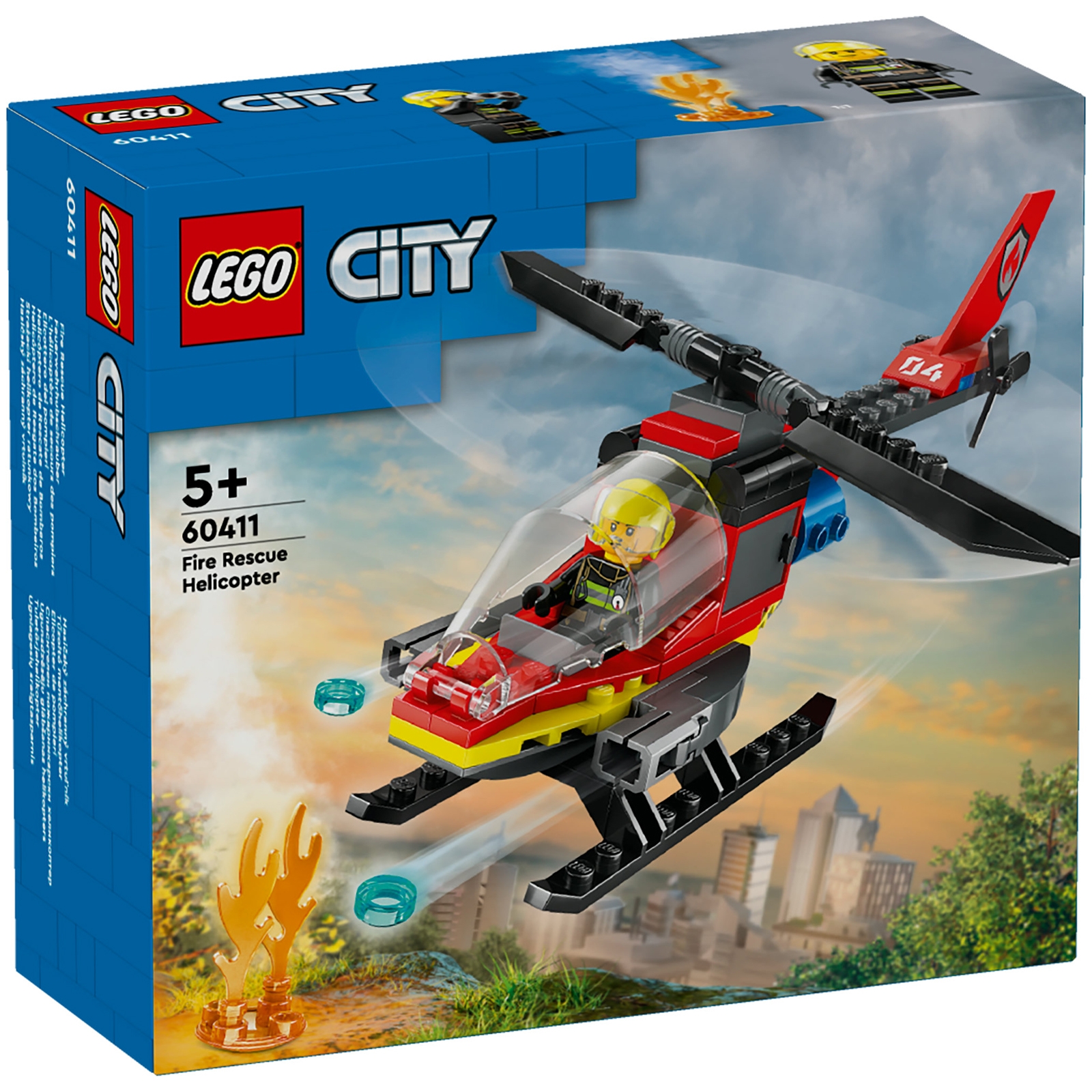 LEGO City Fire Rescue Helicopter Toy Vehicle Set 60411