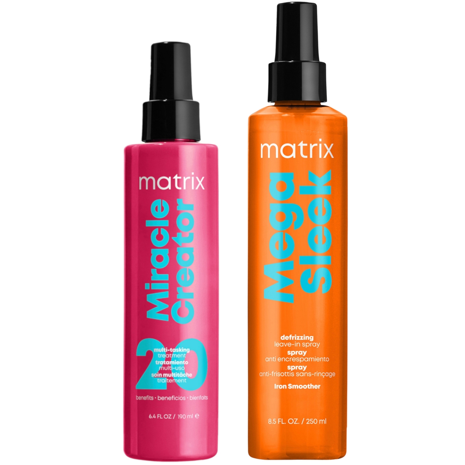 Matrix Mega Sleek Iron Smoother For Anti-frizz And Humidity Protection + Miracle Creator 20 Benefits Hair T In White