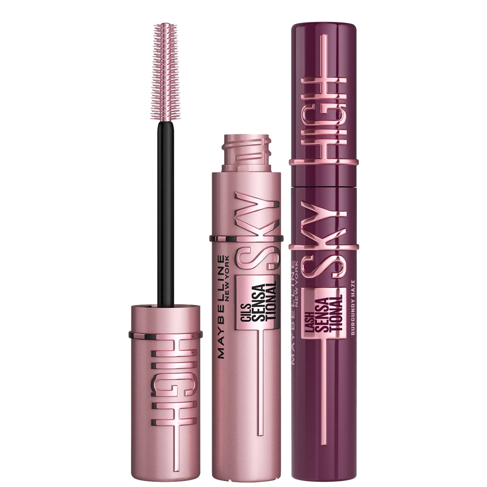 Image of Maybelline Lash Sensational Sky High Mascara Bundle - nero and Burgundy Haze051