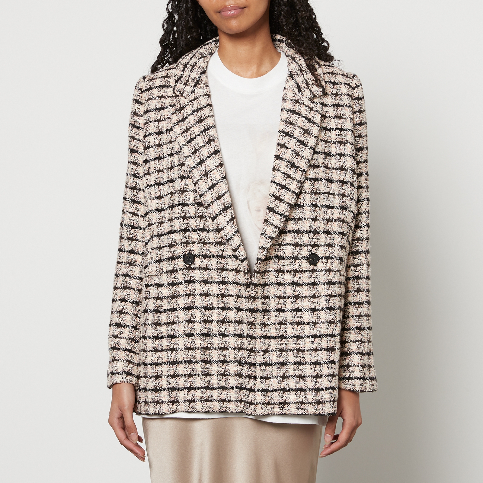 Anine Bing Diana Tweed Double-Breasted Blazer - M