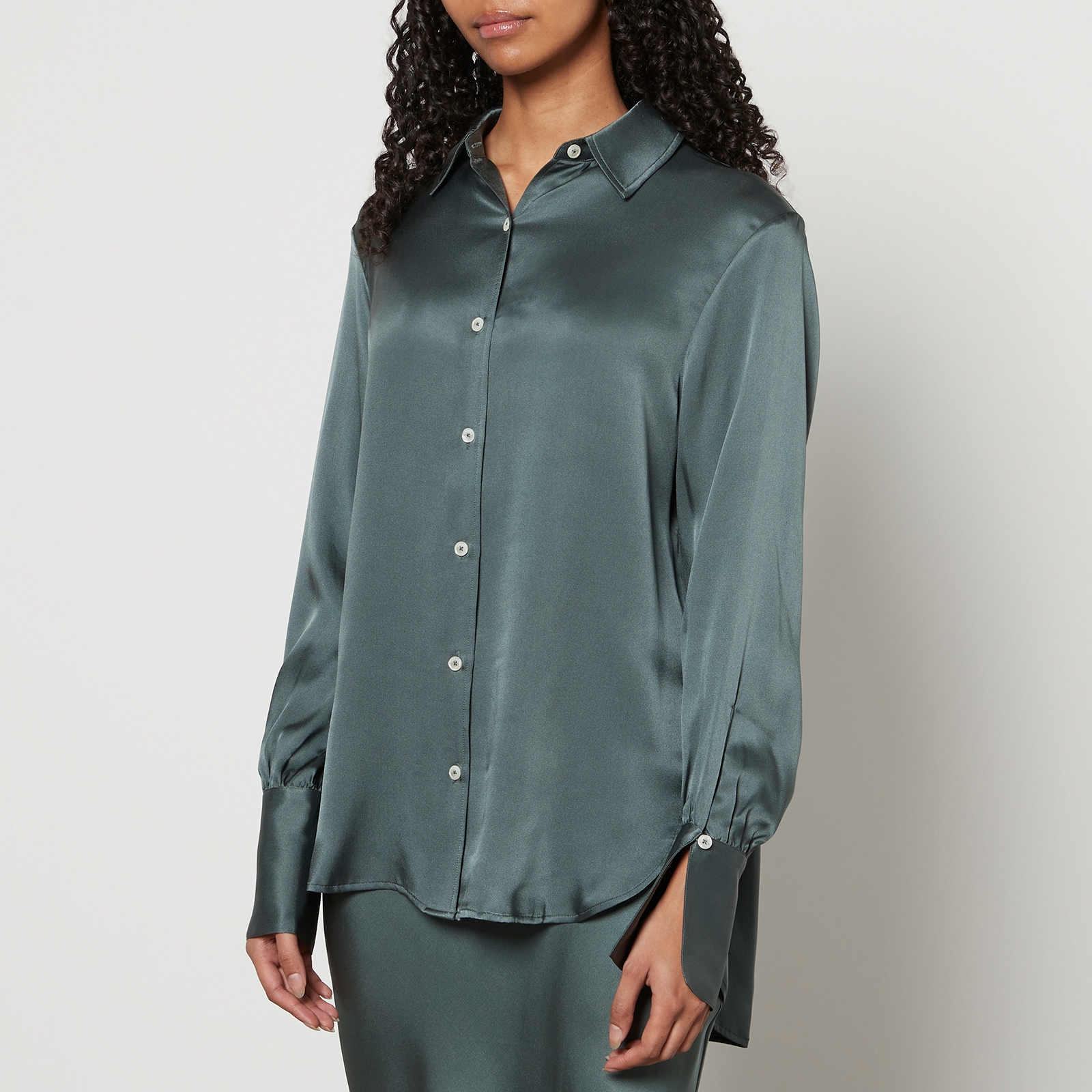 Anine Bing Monica Silk-Satin Shirt - M