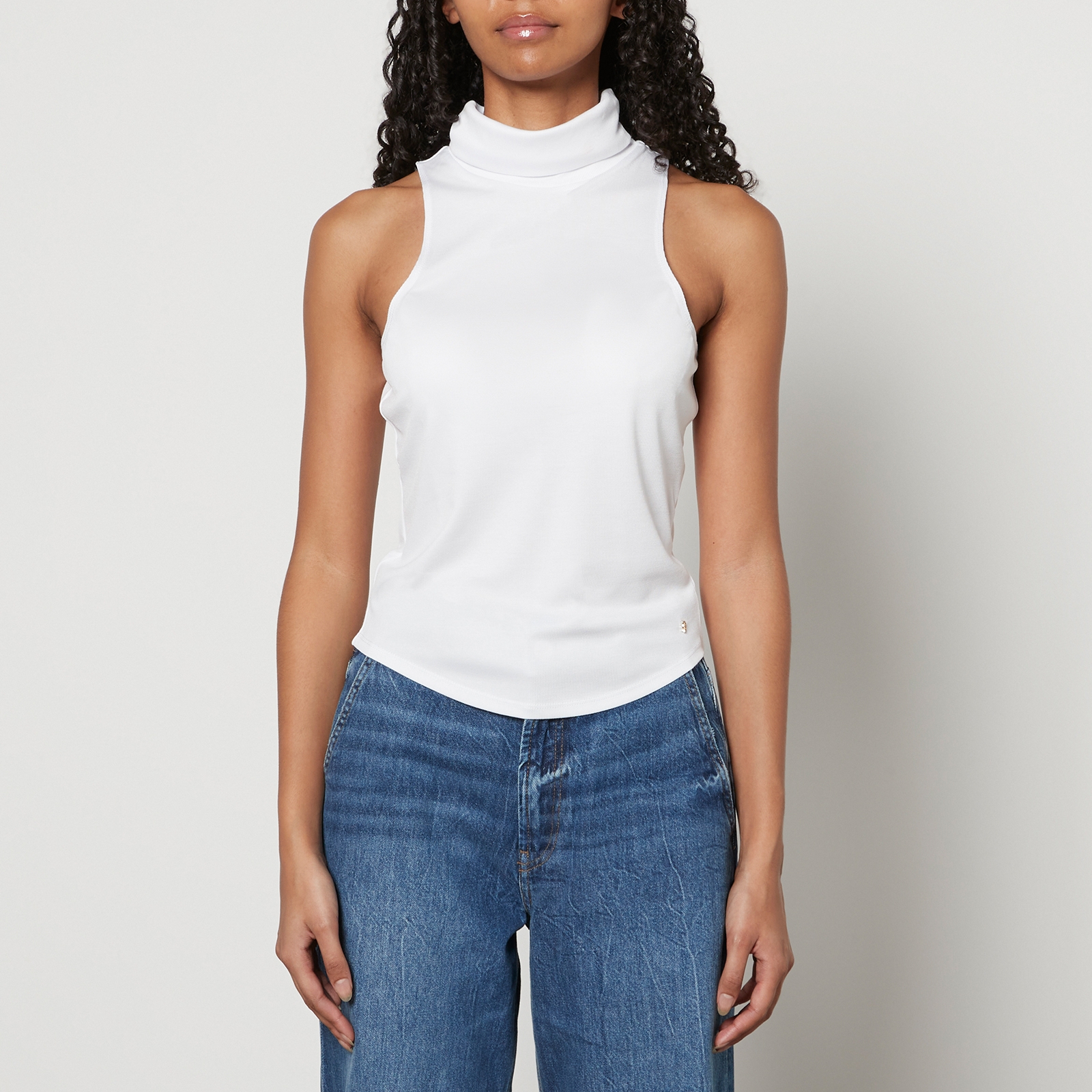 Anine Bing Jennie Stretch-Jersey Sleeveless Turtleneck Top - L