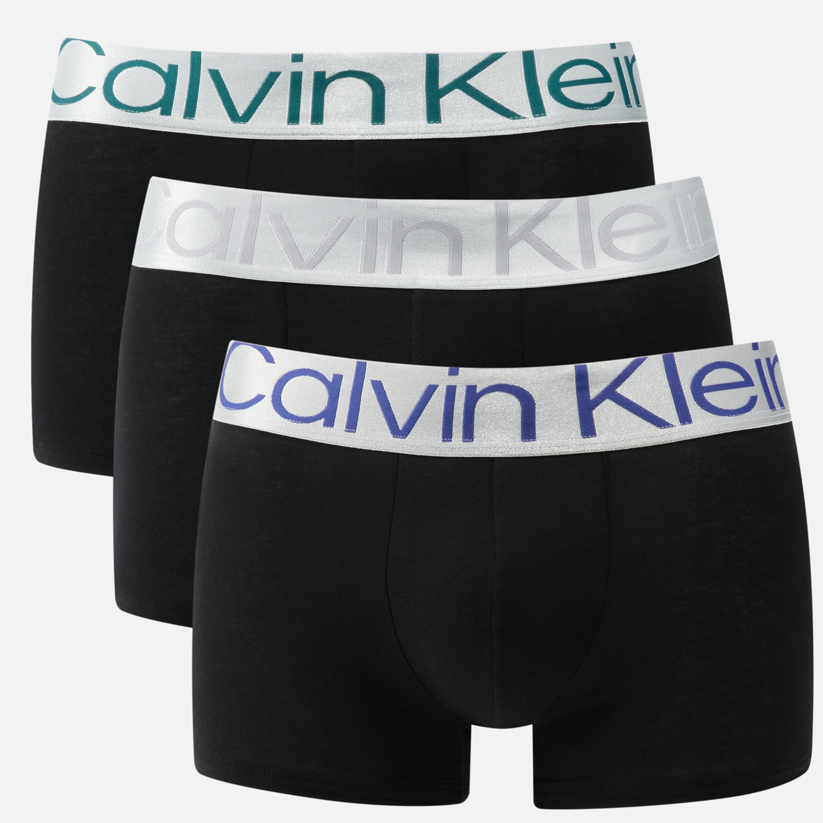 Calvin Klein Three-Pack Steel Cotton-Blend Boxer Trunks