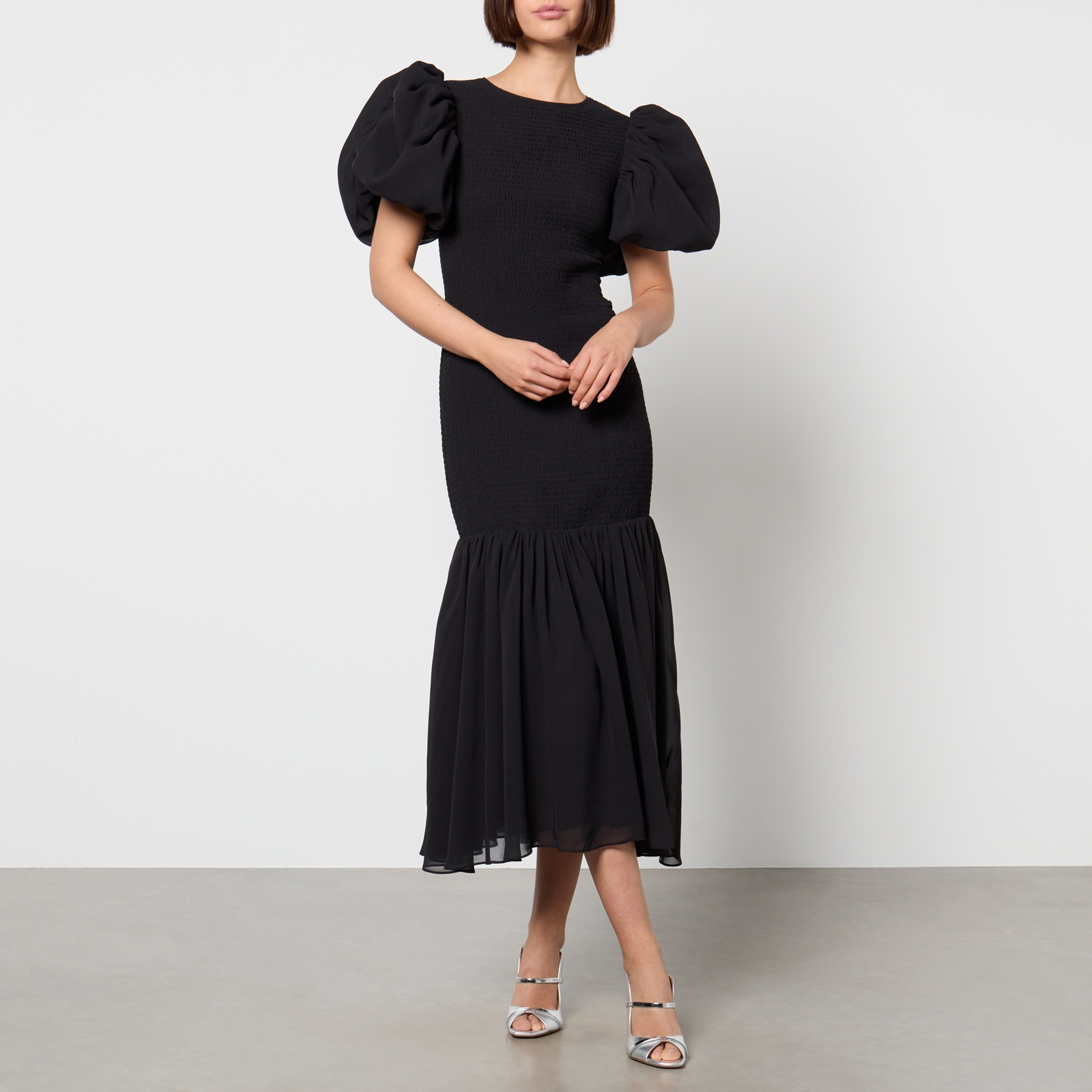 ROTATE Birger Christensen Recycled Chiffon Puff Sleeve Dress - DK 42/UK 14