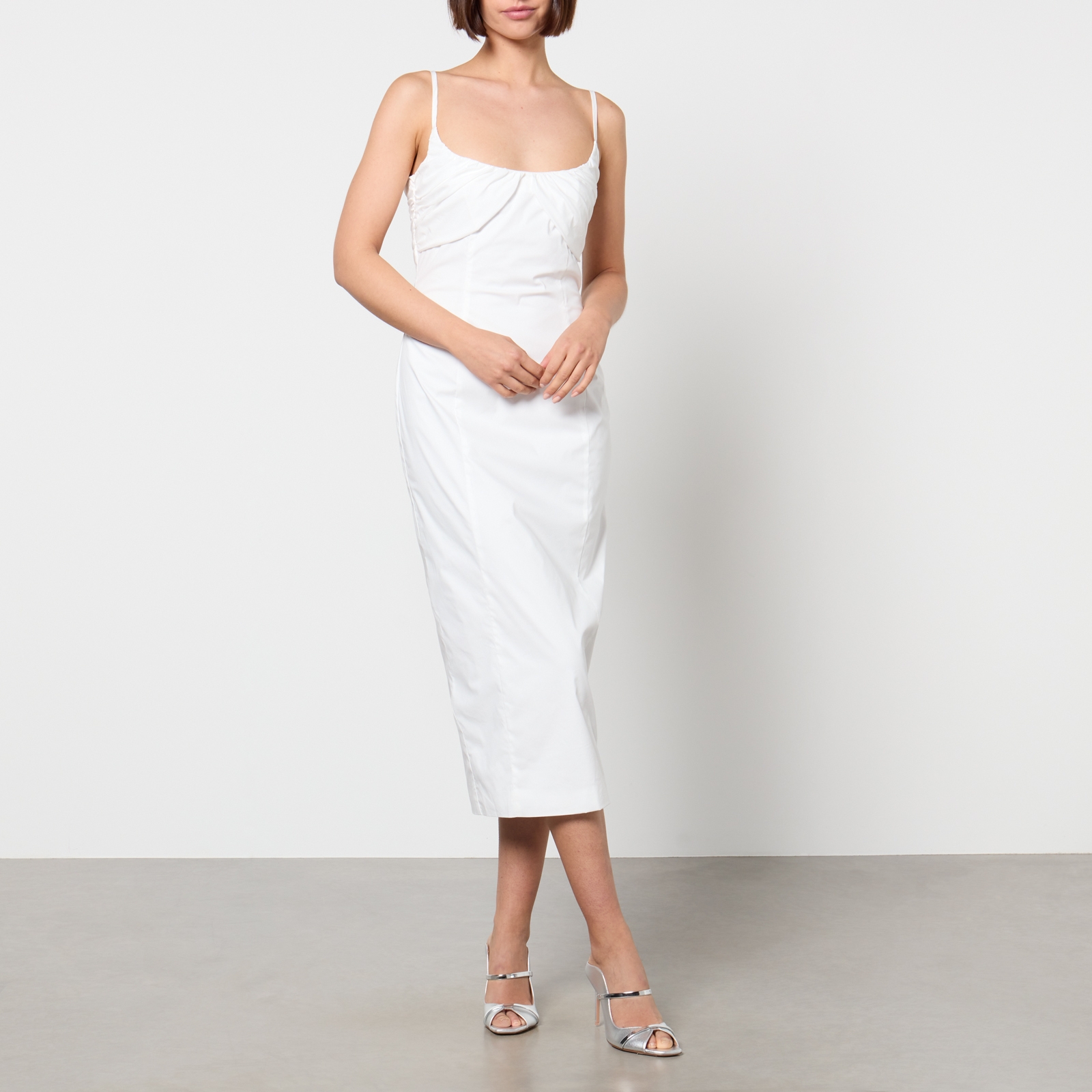 ROTATE Birger Christensen Ruched Bust Cotton-Poplin Midi Dress - DK 36/UK 8