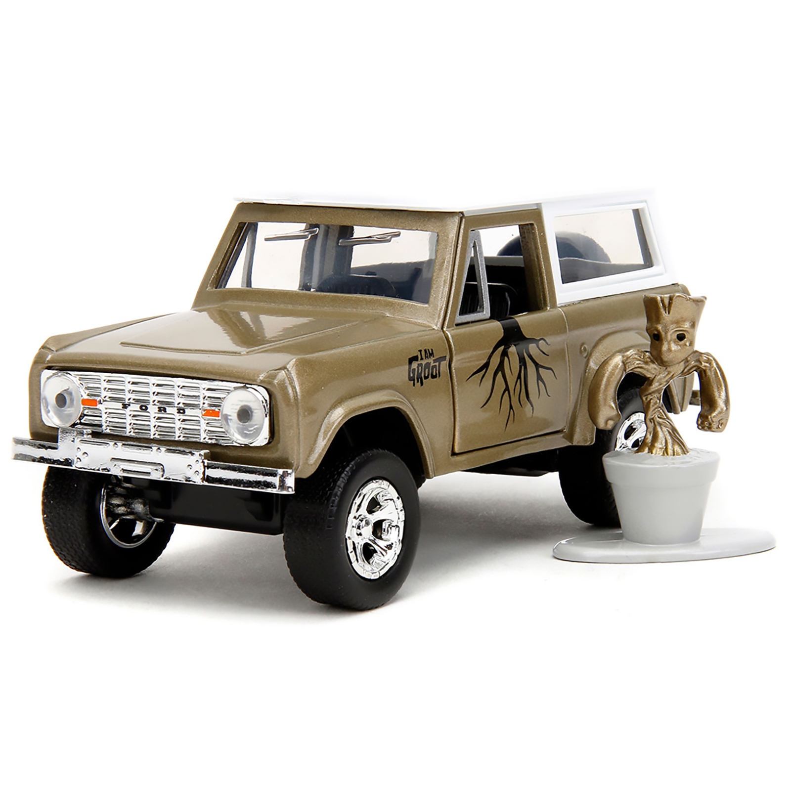 Jada Hollywood Rides 1:32 Scale Diecast 1973 Ford Bronco Hardtop With Groot Figure