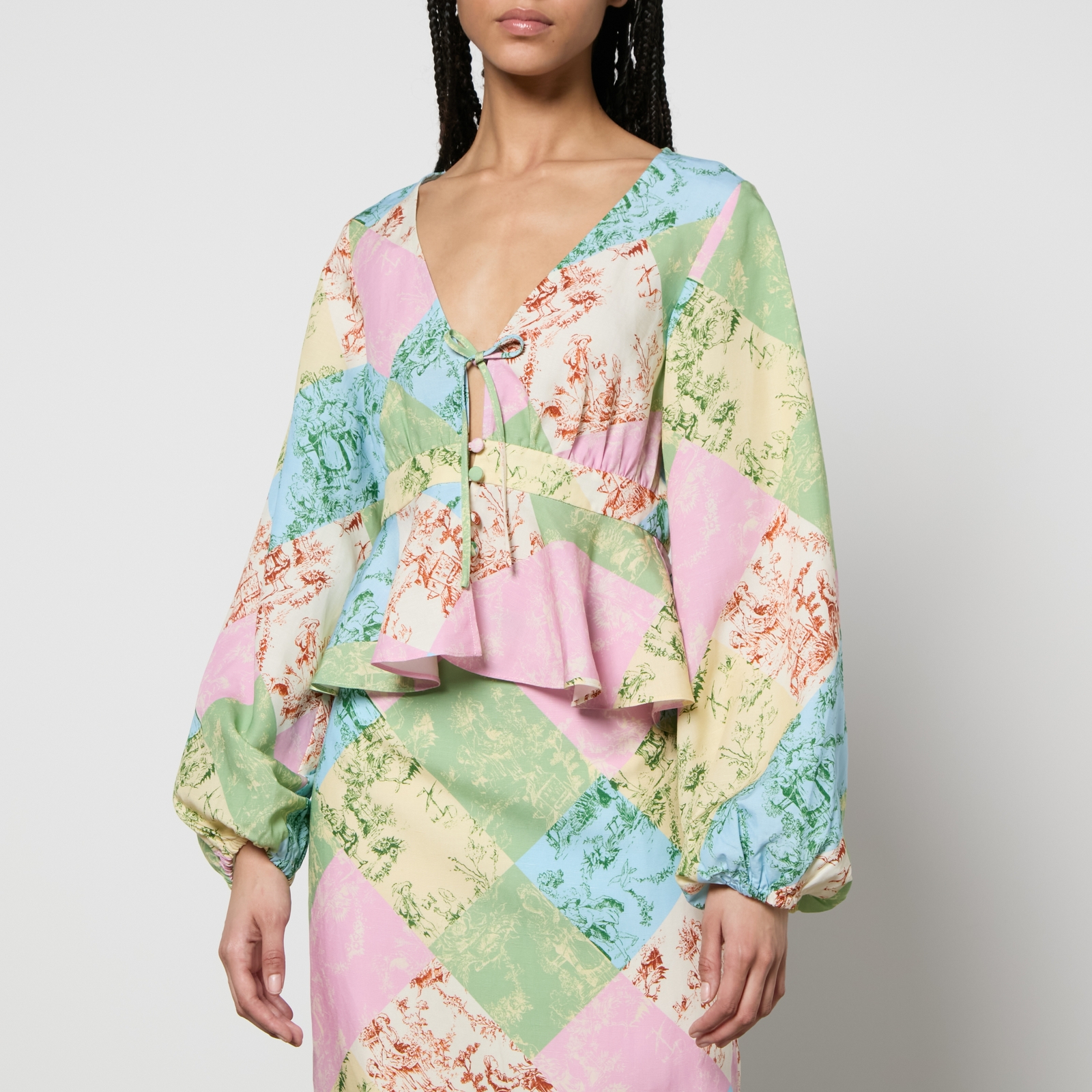 Kitri Irene Toile De Jouy Lyocell-Blend Top - UK 16