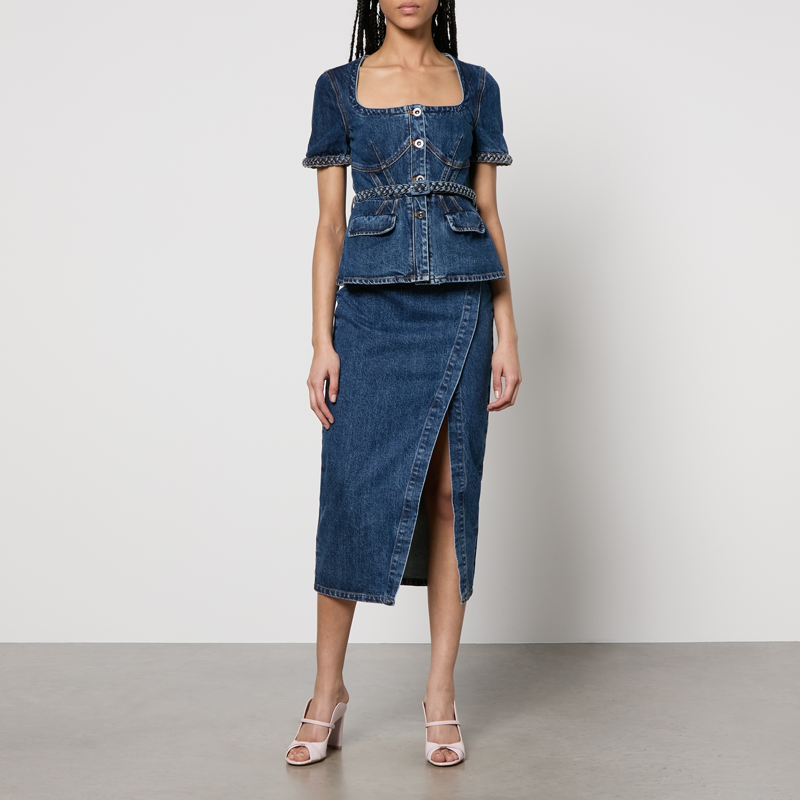 Self-Portrait Denim Midi Dress - US 6/UK 10