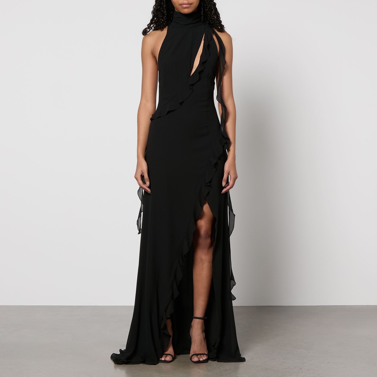De La Vali Frilled Chiffon Maxi Dress - UK 14