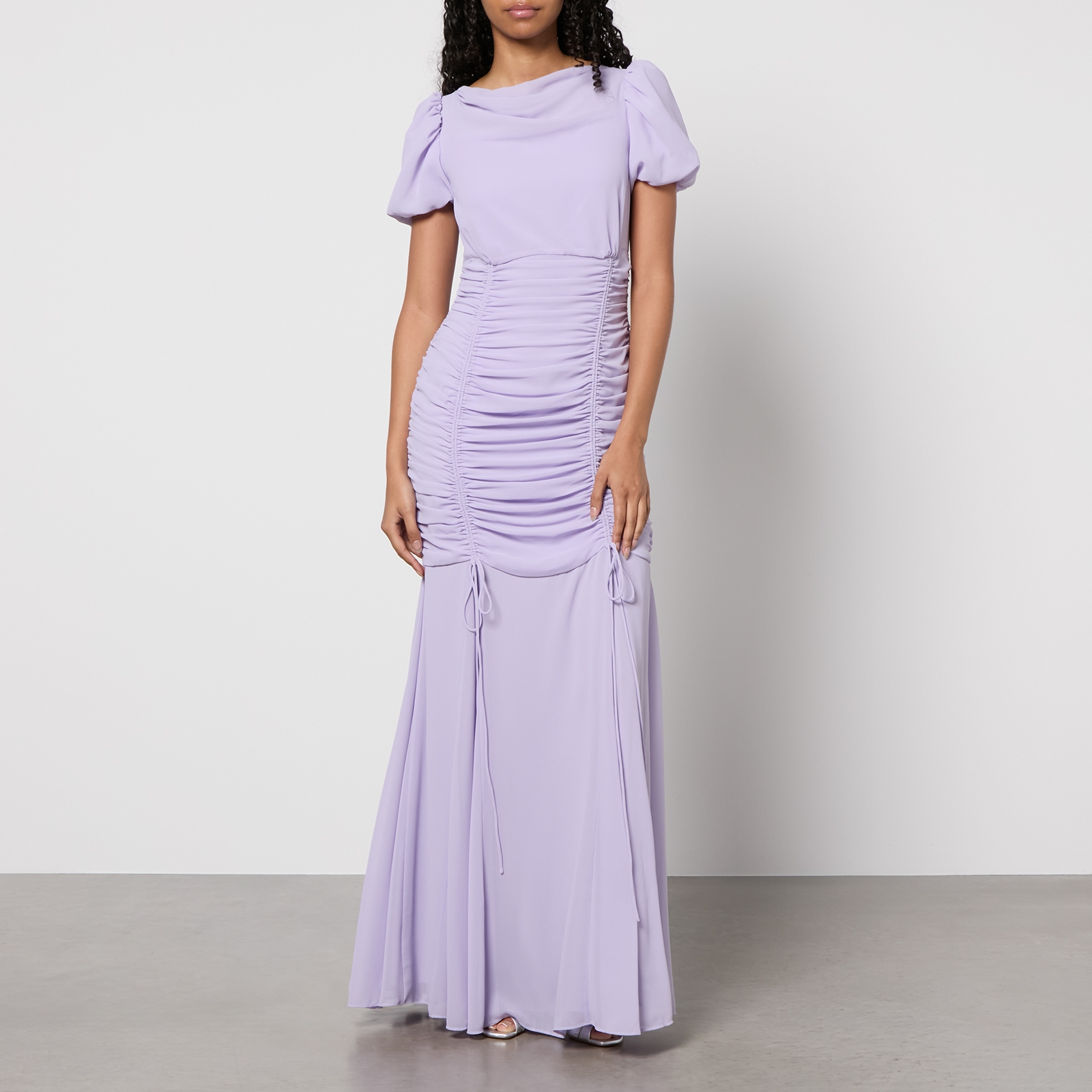 De La Vali Ruched Chiffon Maxi Dress - UK 6