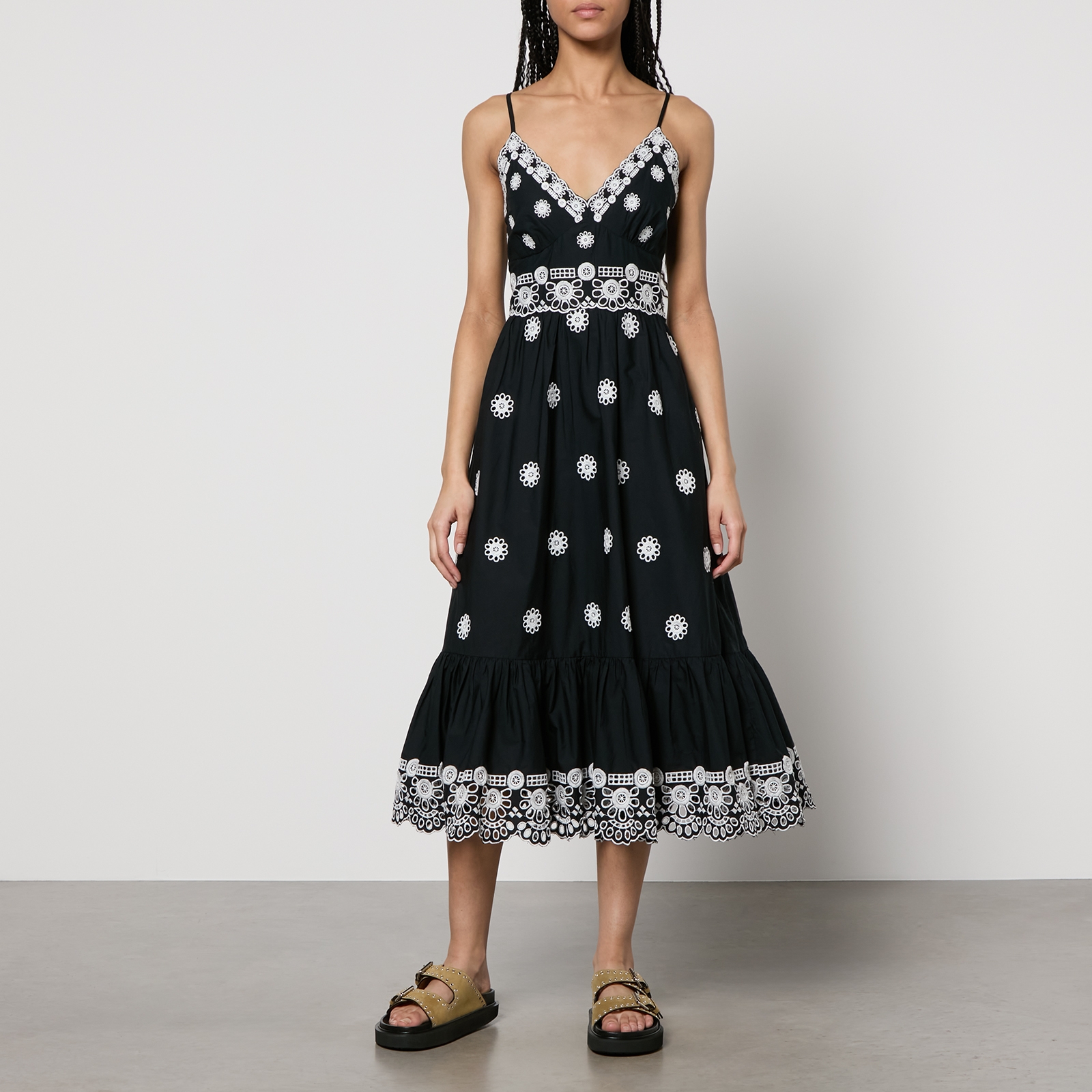 Sea New York Elysse Embroidered Cotton-Poplin Dress - US 10/UK 14