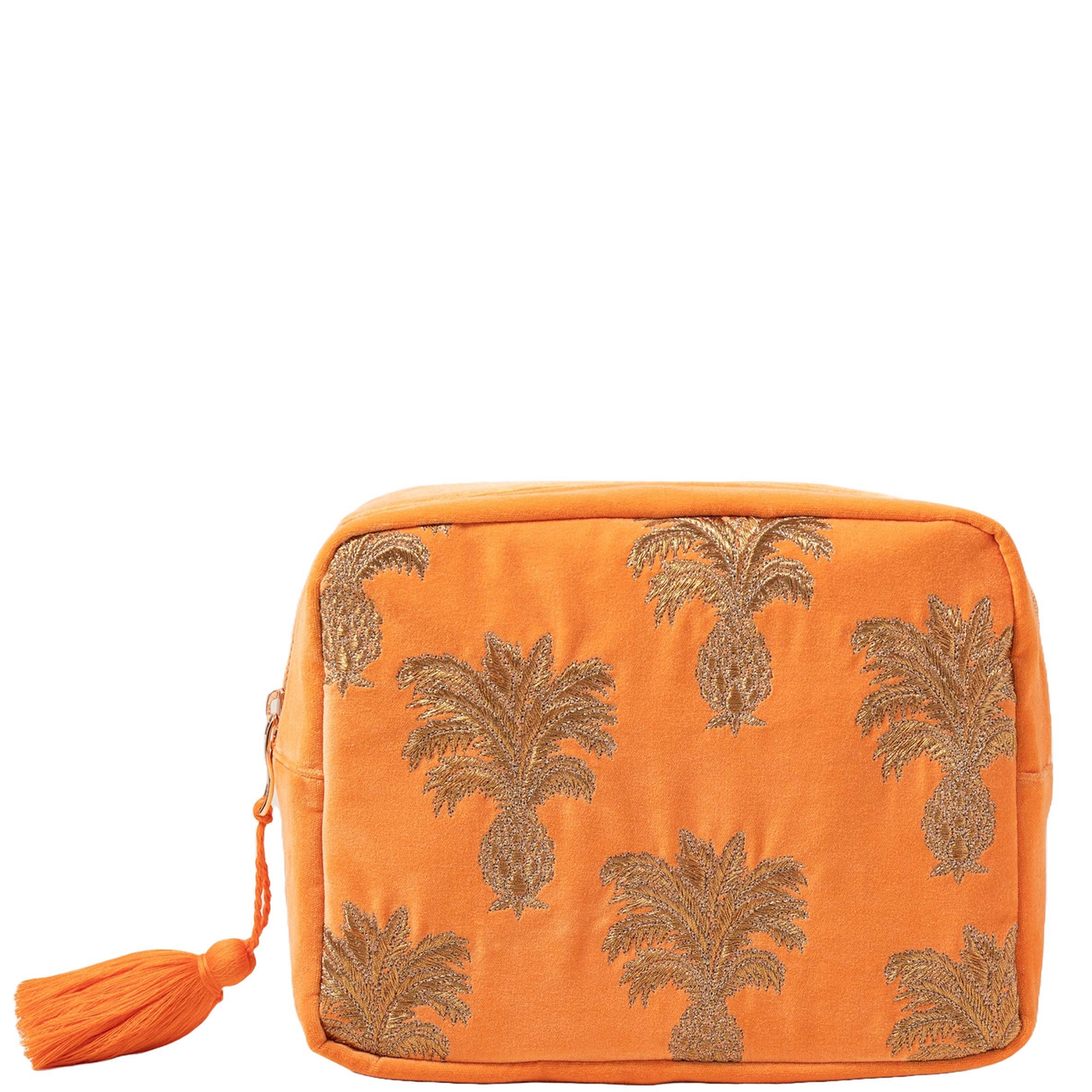 Shop Elizabeth Scarlett Pineapple Velvet Wash Bag - Orange
