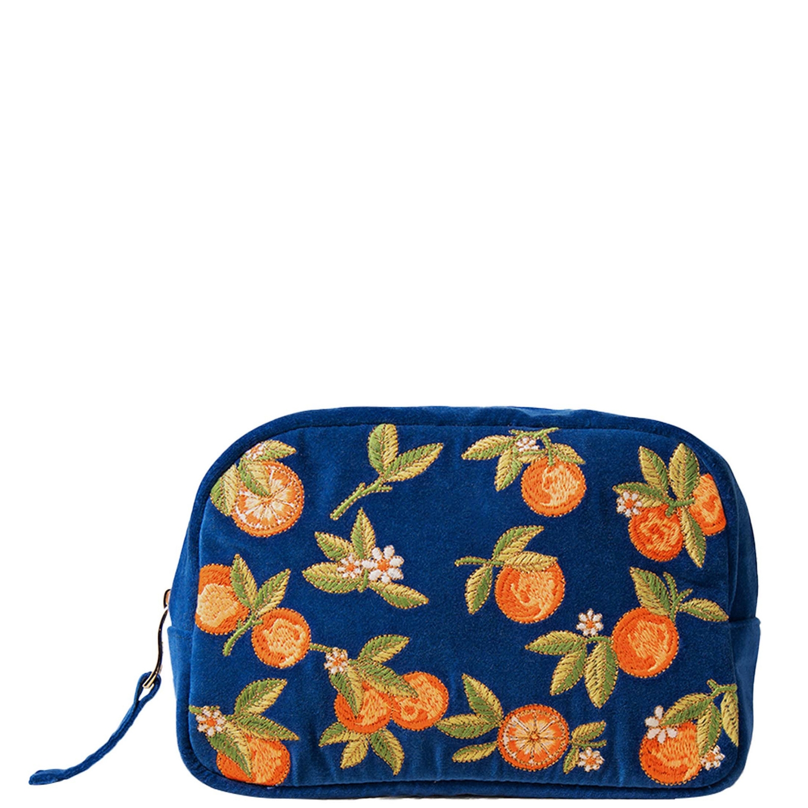 Elizabeth Scarlett Orange Blossom Cobalt Velvet Cosmetics Bag