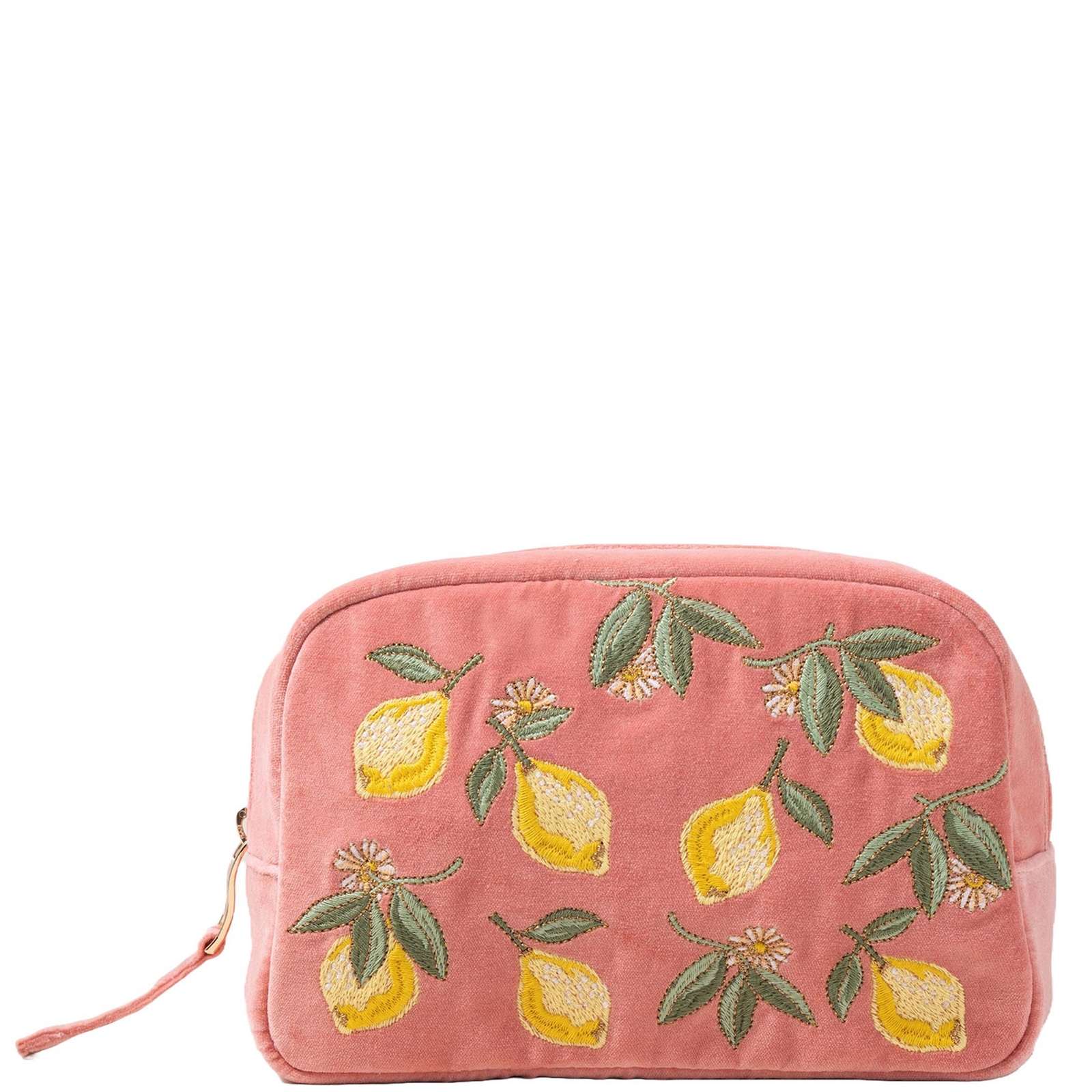 Shop Elizabeth Scarlett Lemon Blossom Coral Velvet Cosmetics Bag