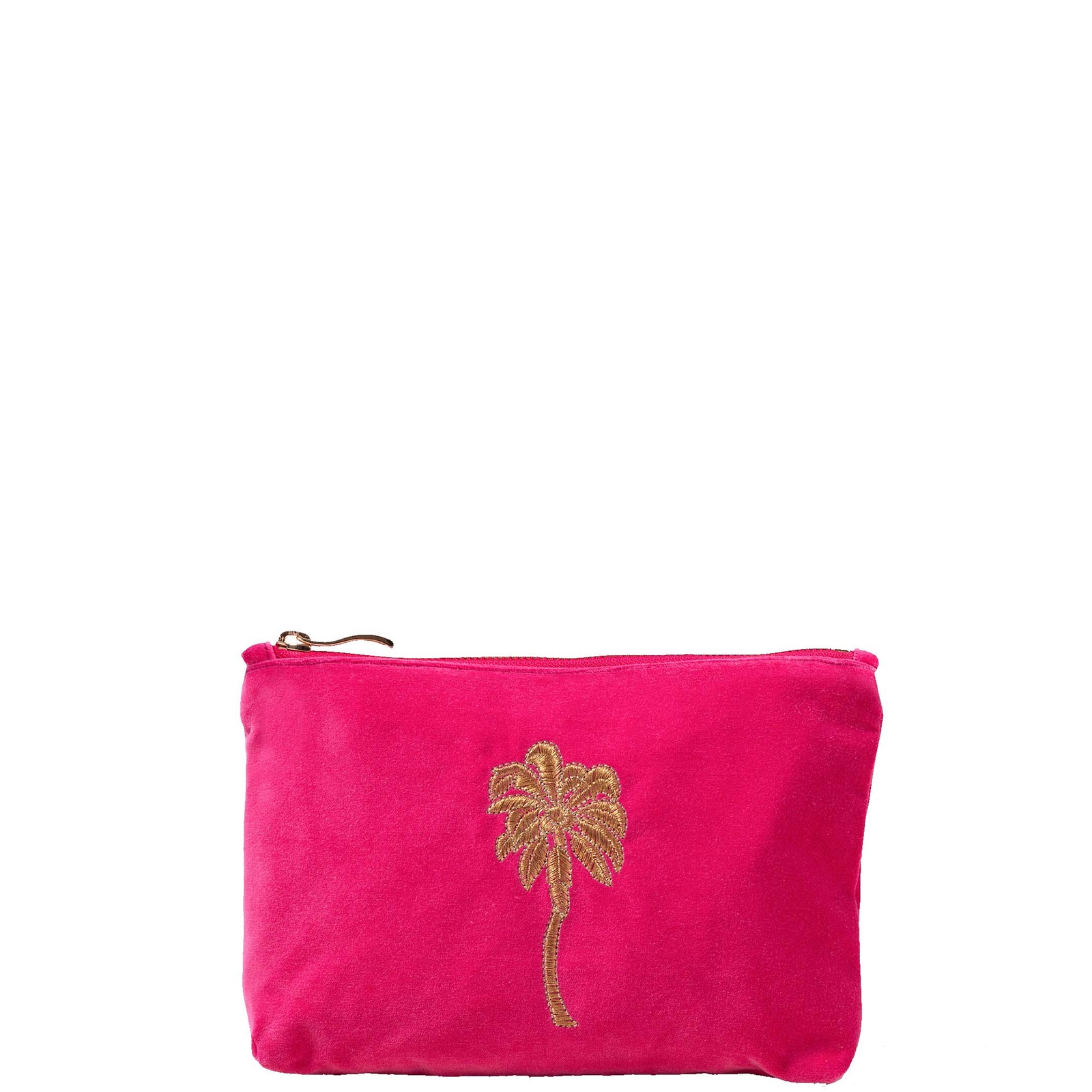 

Elizabeth Scarlett Sunset Palm Pink Velvet Mini Pouch